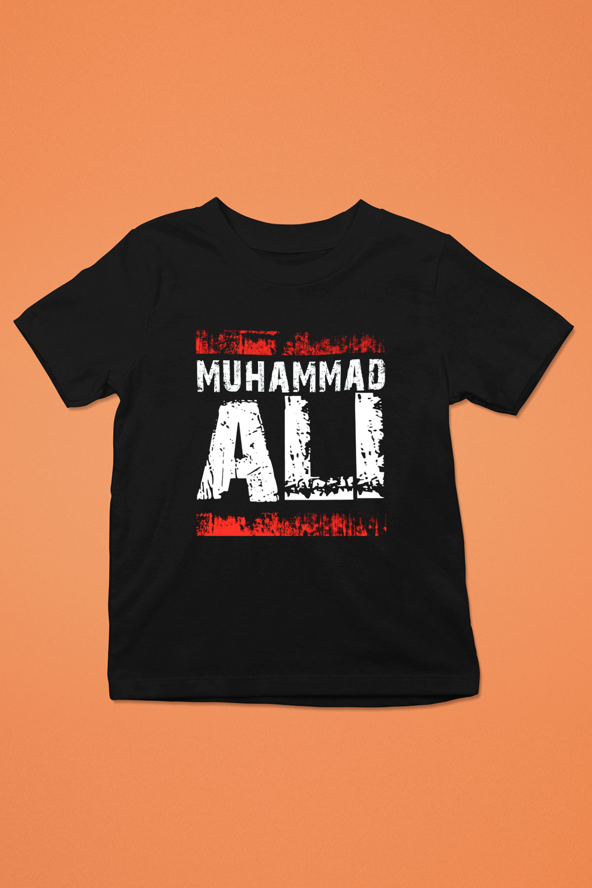 Muhammed Ali Baskılı Siyah Unisex Çocuk Tişört