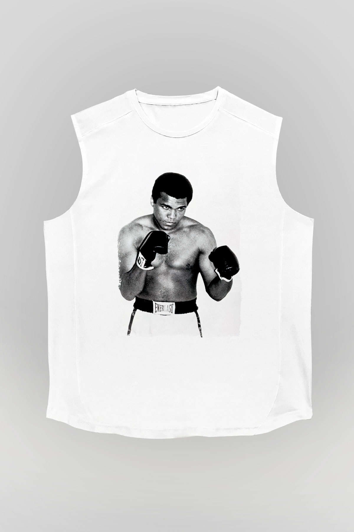 Muhammed Ali Beyaz Unisex Kolsuz Tişört