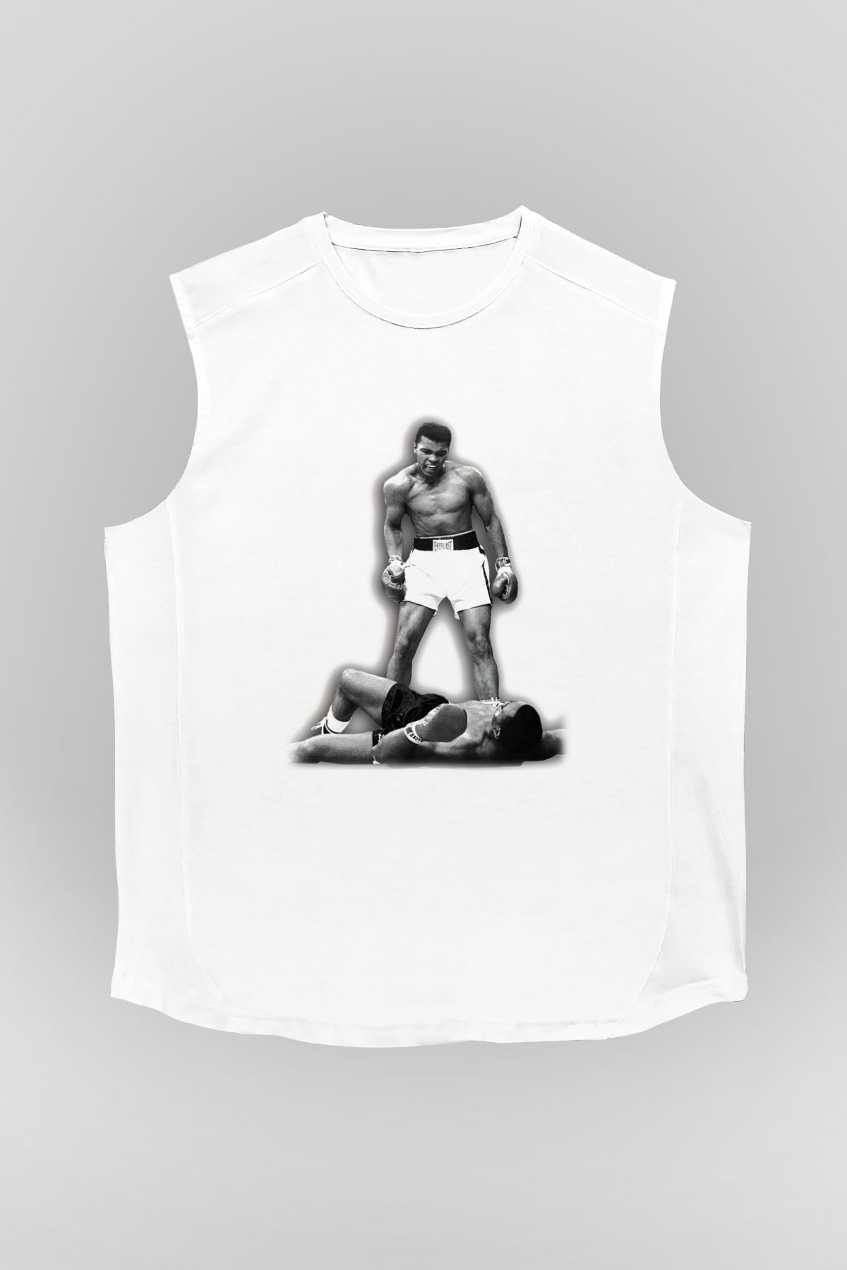 Muhammed Ali Beyaz Unisex Kolsuz Tişört