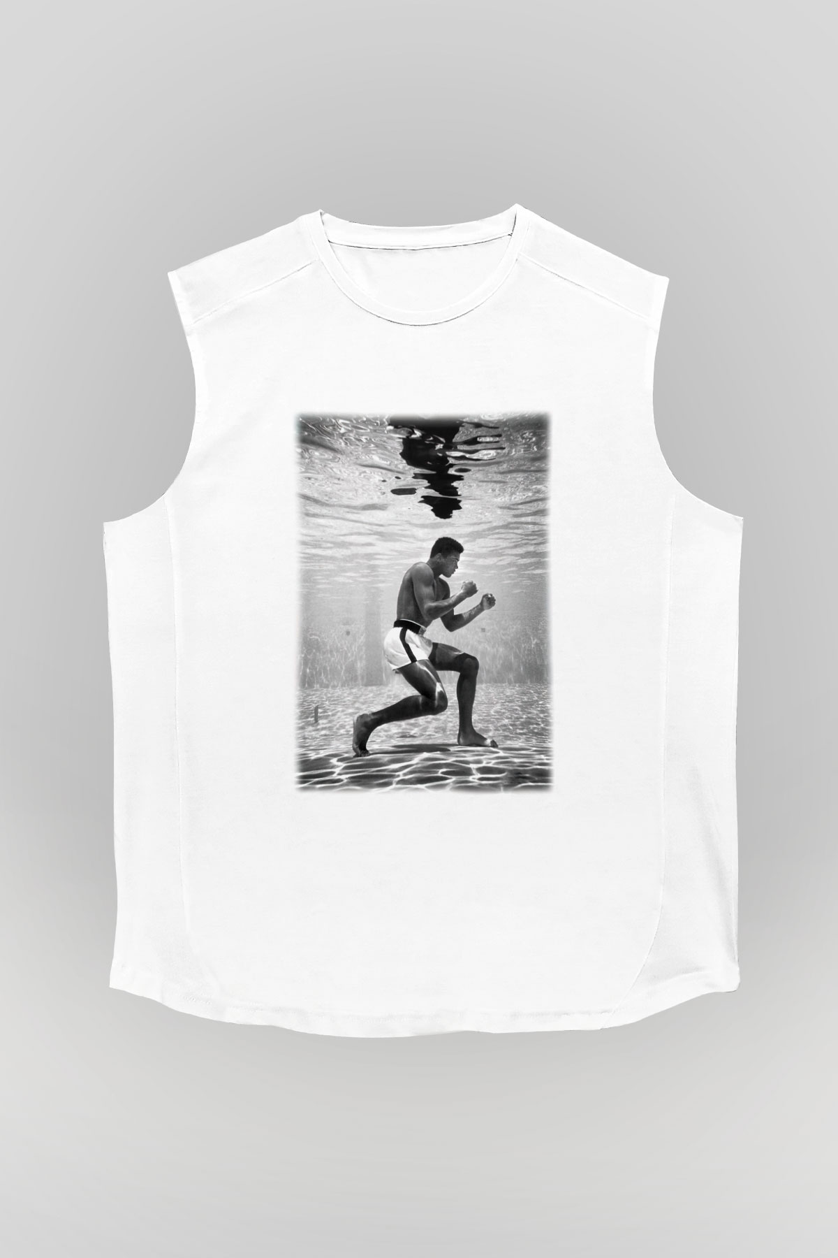 Muhammed Ali Beyaz Unisex Kolsuz Tişört