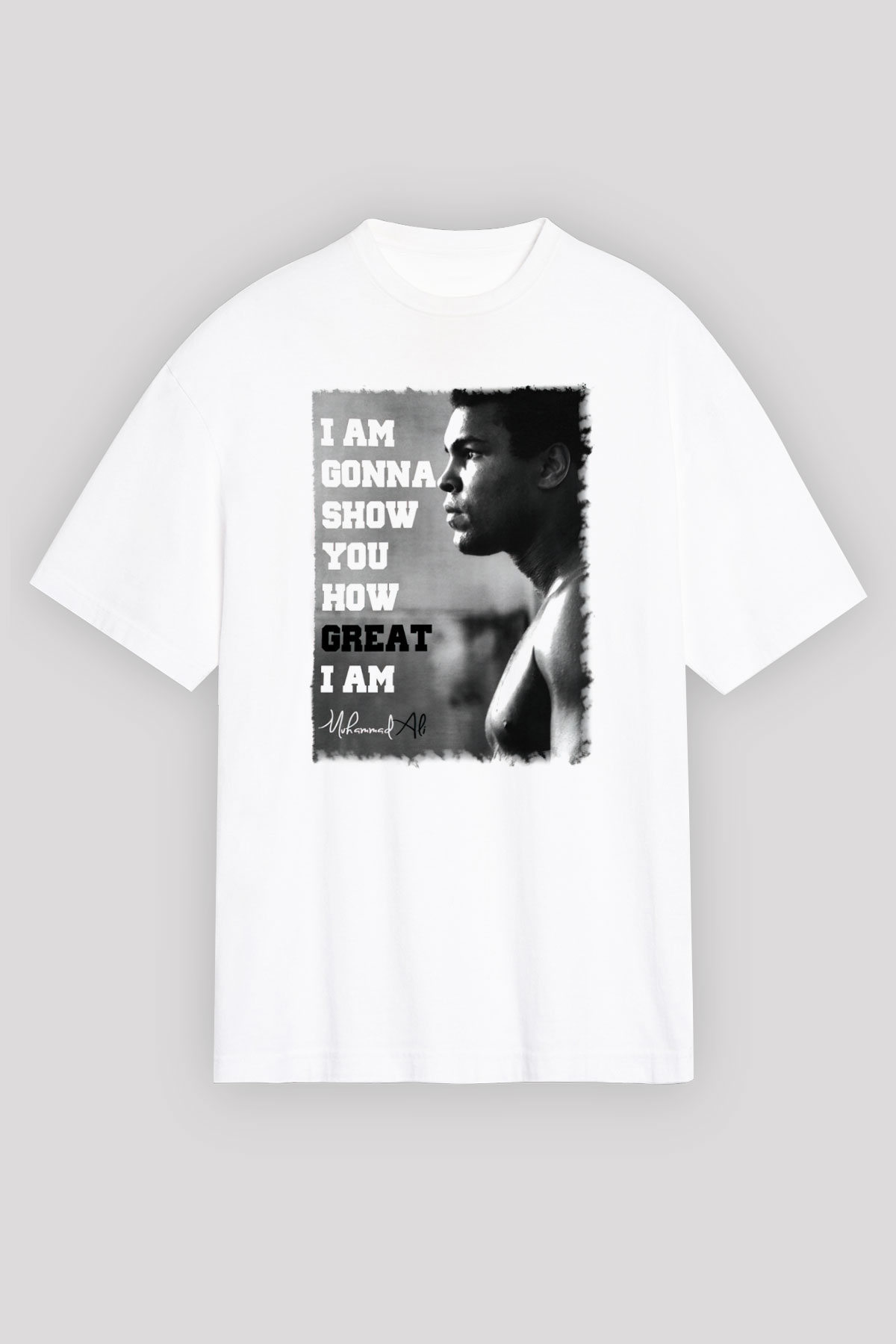 Muhammed Ali Beyaz Unisex Oversize Tişört T-Shirt