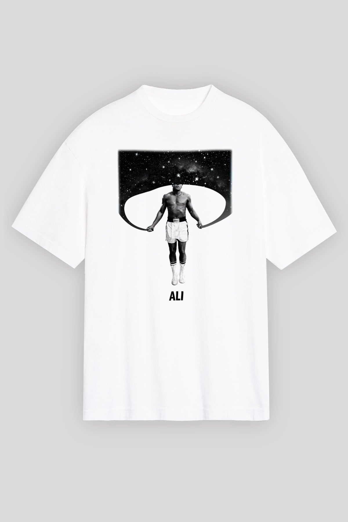 Muhammed Ali Beyaz Unisex Oversize Tişört T-Shirt