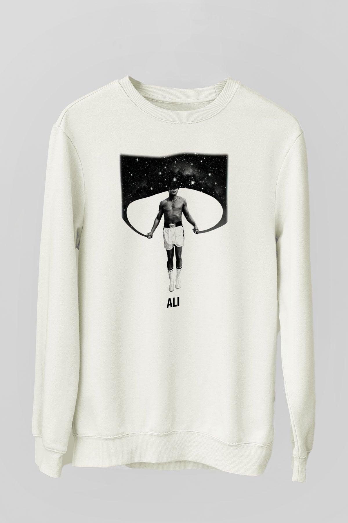 Muhammed Ali Beyaz Unisex Sweatshirt