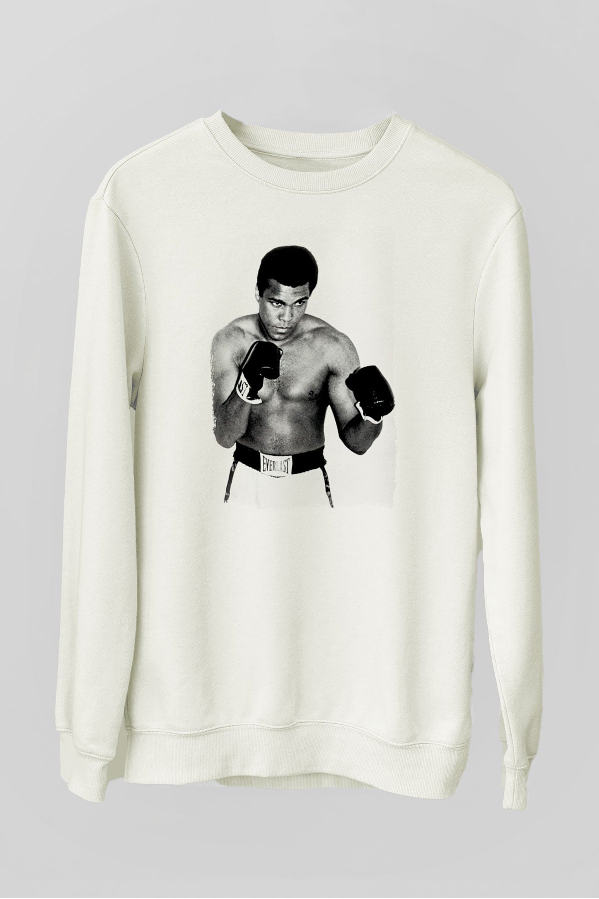 Muhammed Ali Beyaz Unisex Sweatshirt