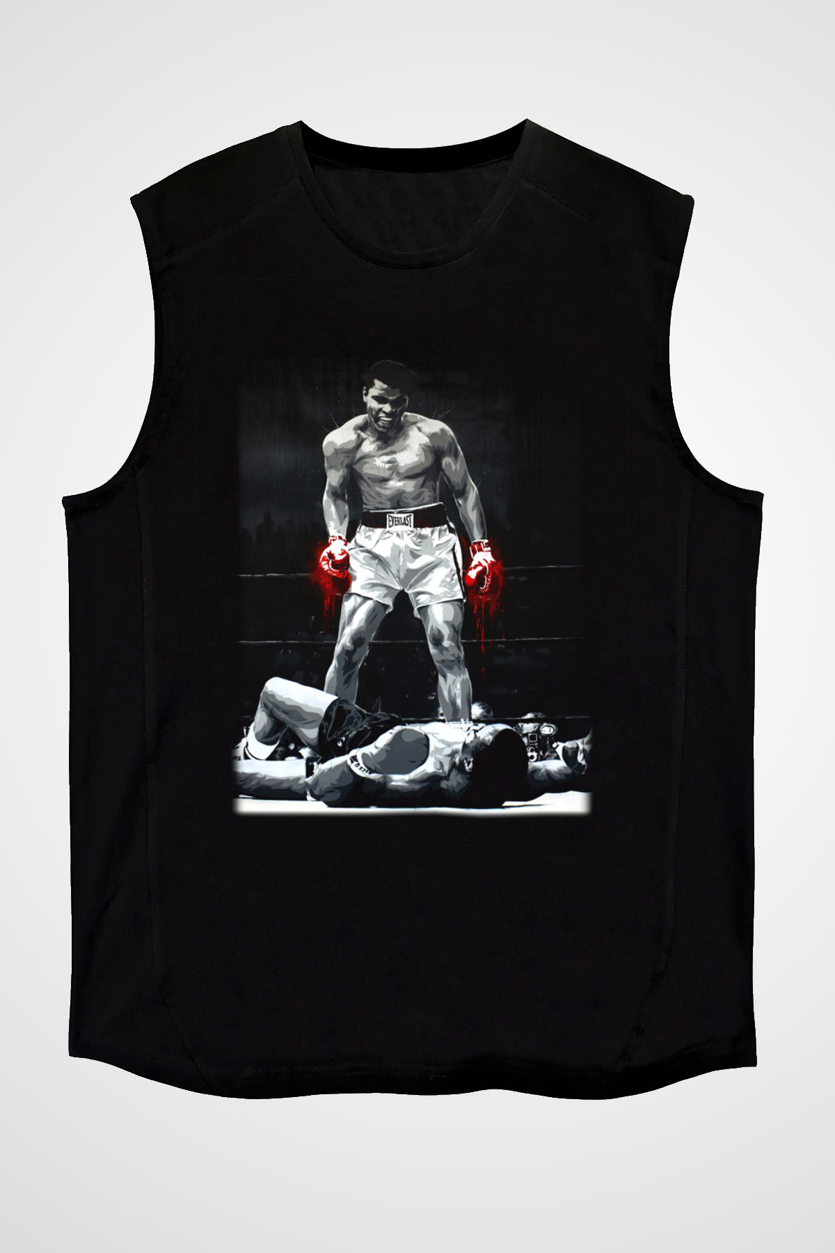 Muhammed Ali Siyah Unisex Kolsuz Tişört