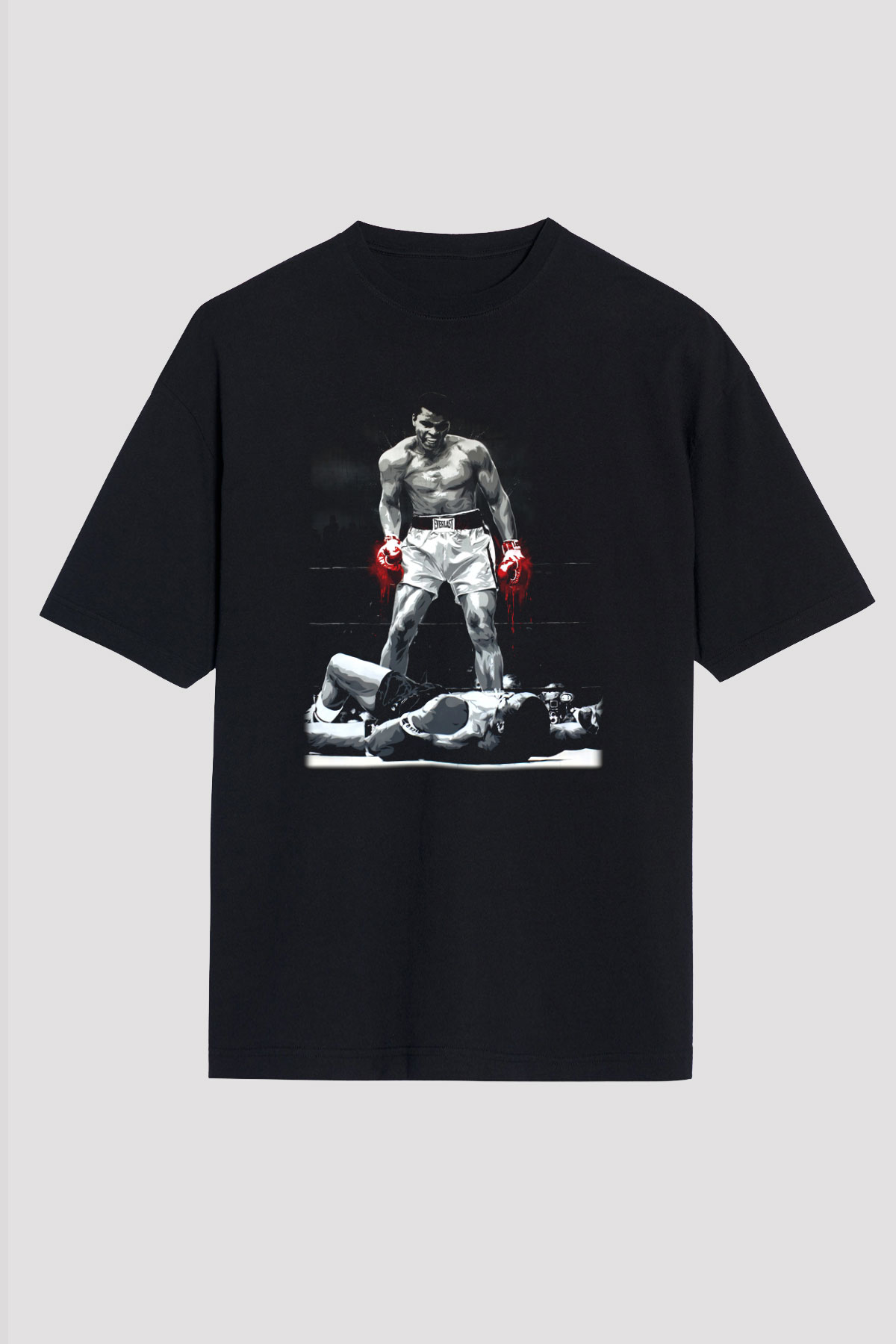 Muhammed Ali Siyah Unisex Oversize Tişört T-Shirt