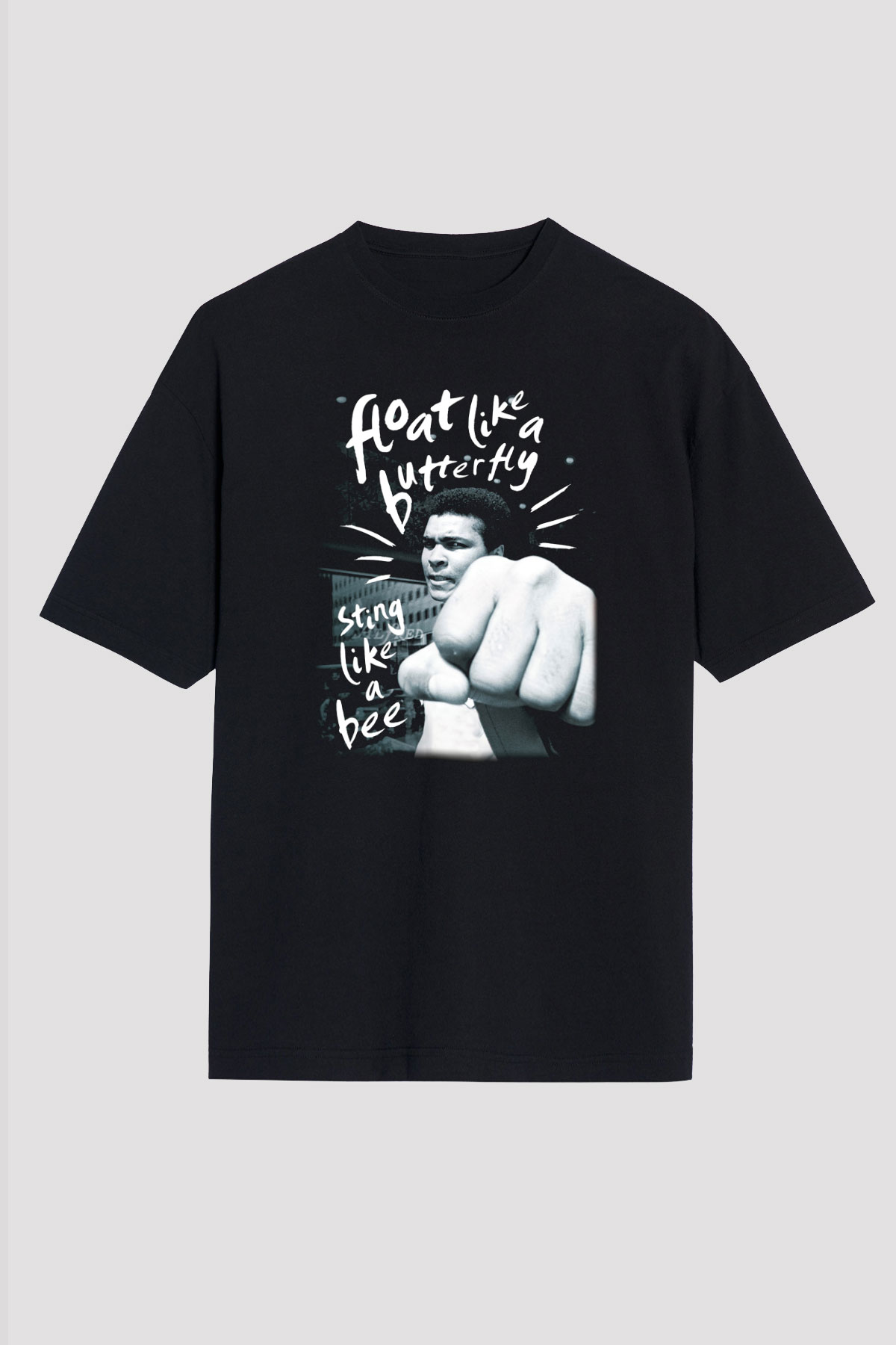 Muhammed Ali Siyah Unisex Oversize Tişört T-Shirt