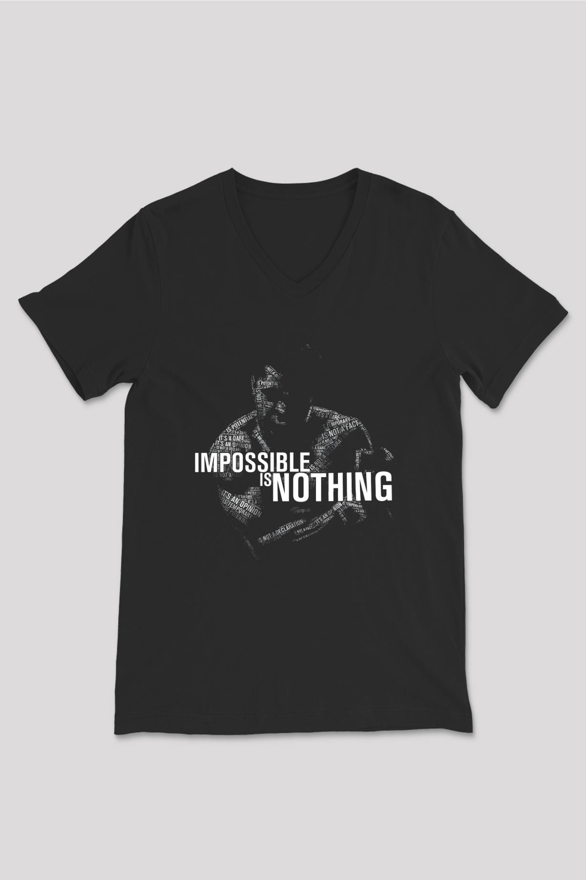 Muhammed Ali Siyah Unisex V Yaka Tişört T-Shirt