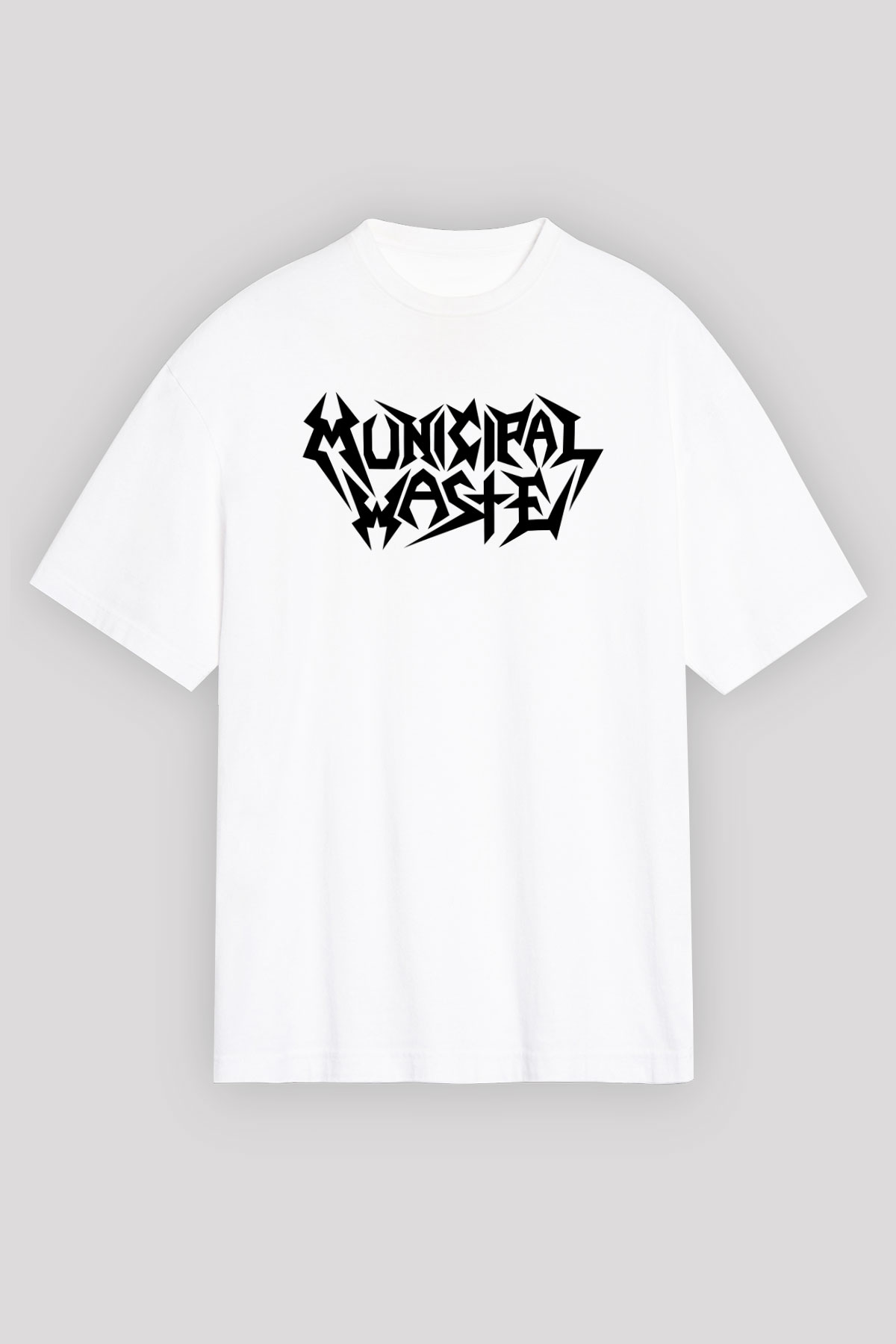 Municipal Waste Beyaz Unisex Oversize Tişört T-Shirt