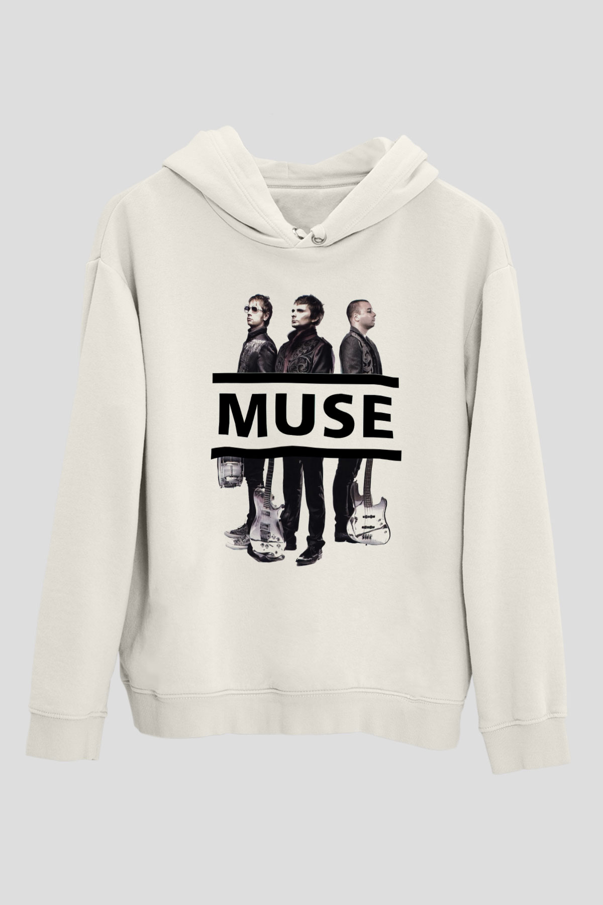 Muse Beyaz Unisex Kapşonlu Sweatshirt