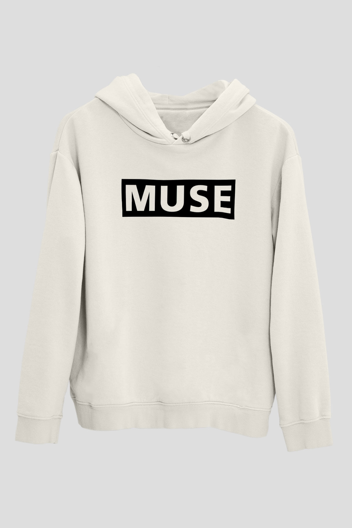 Muse Beyaz Unisex Kapşonlu Sweatshirt