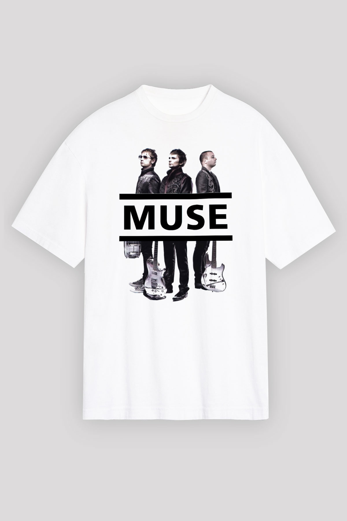 Muse Beyaz Unisex Oversize Tişört T-Shirt