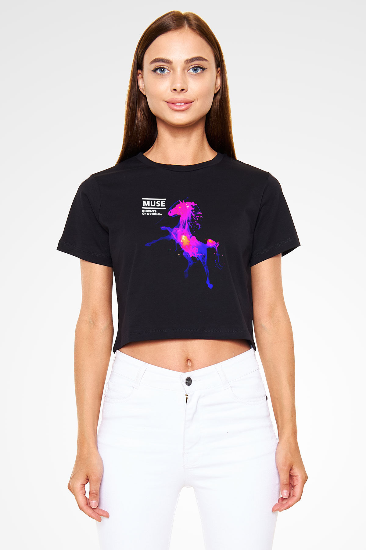 Muse Siyah Crop Top Tişört