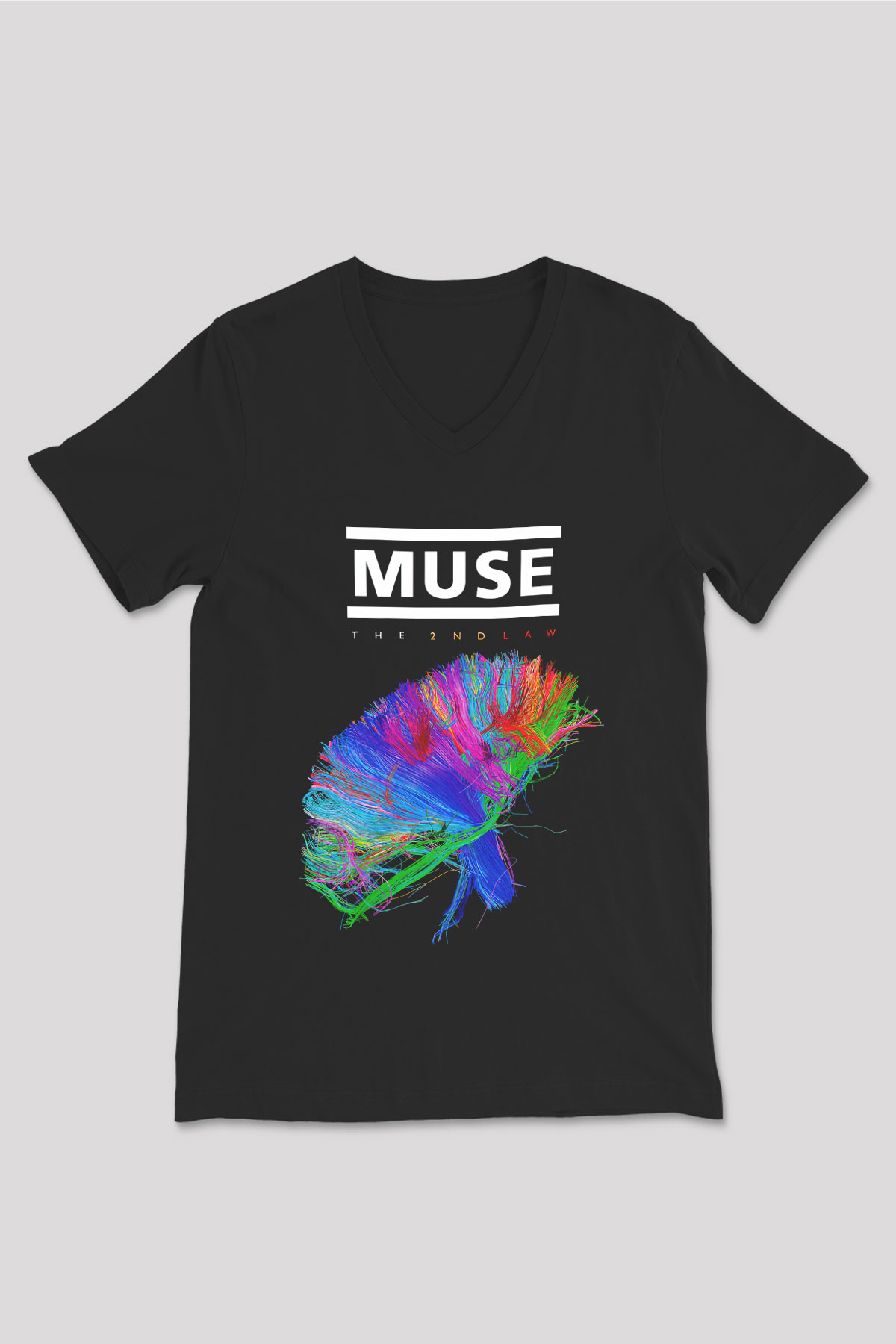 Muse Siyah Unisex V Yaka Tişört T-Shirt