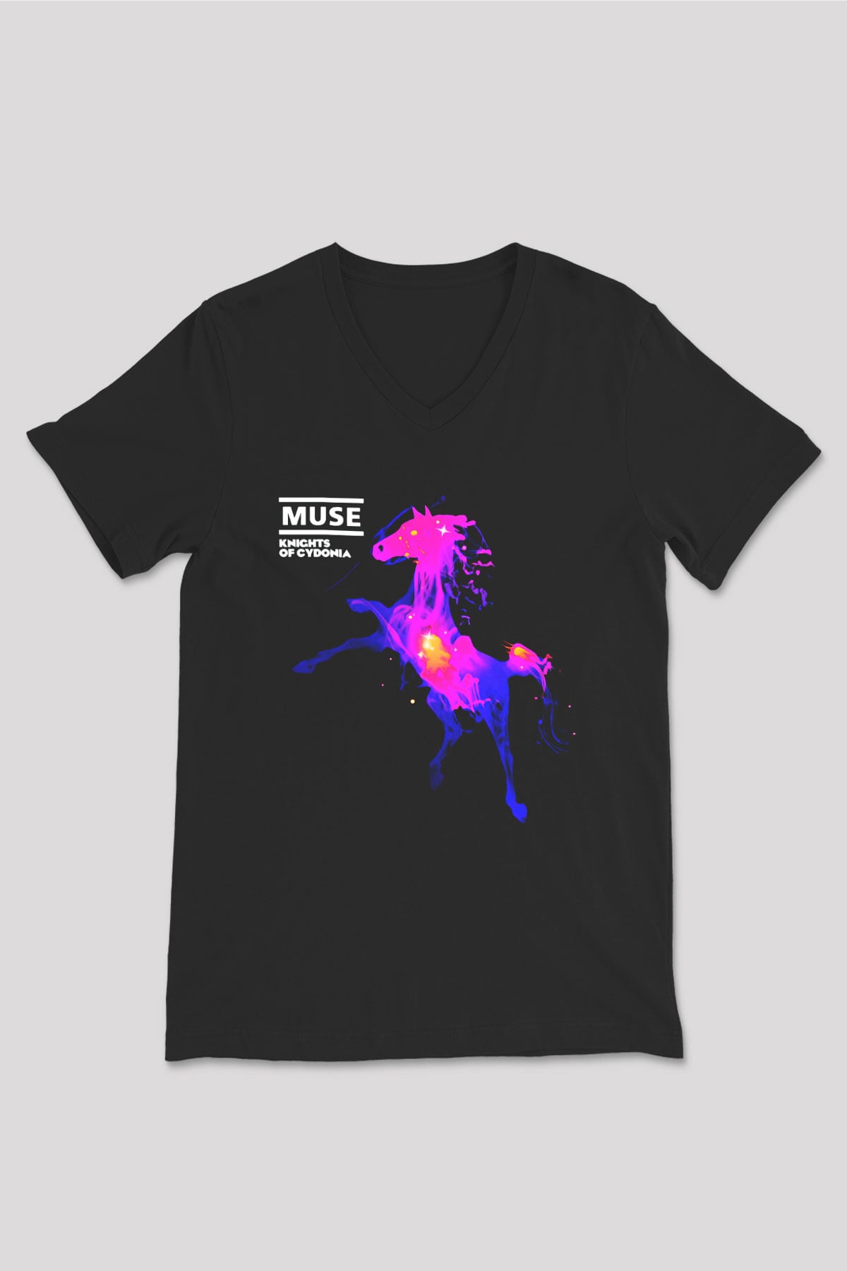 Muse Siyah Unisex V Yaka Tişört T-Shirt