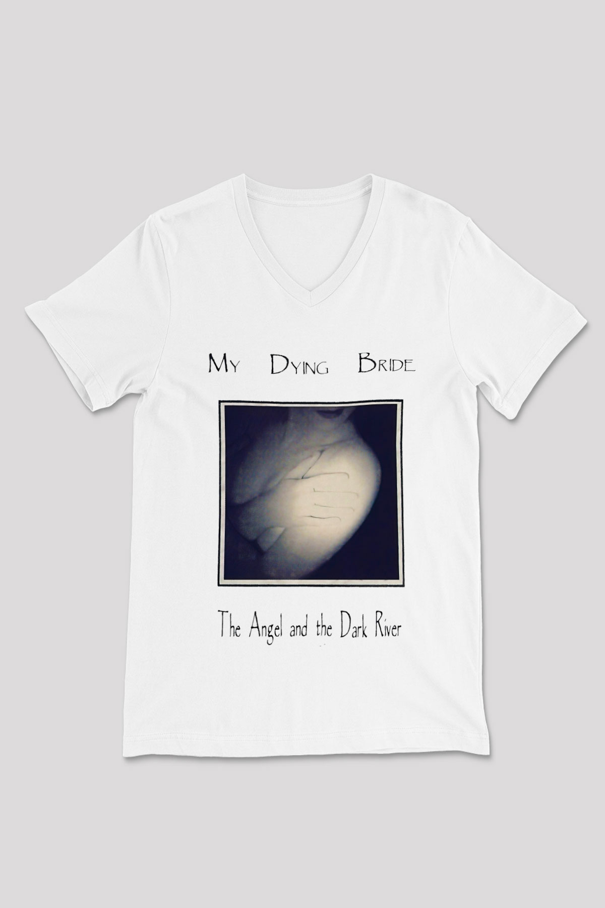 My Dying Bride Baskılı Beyaz Unisex V Yaka Tişört - Tshirt
