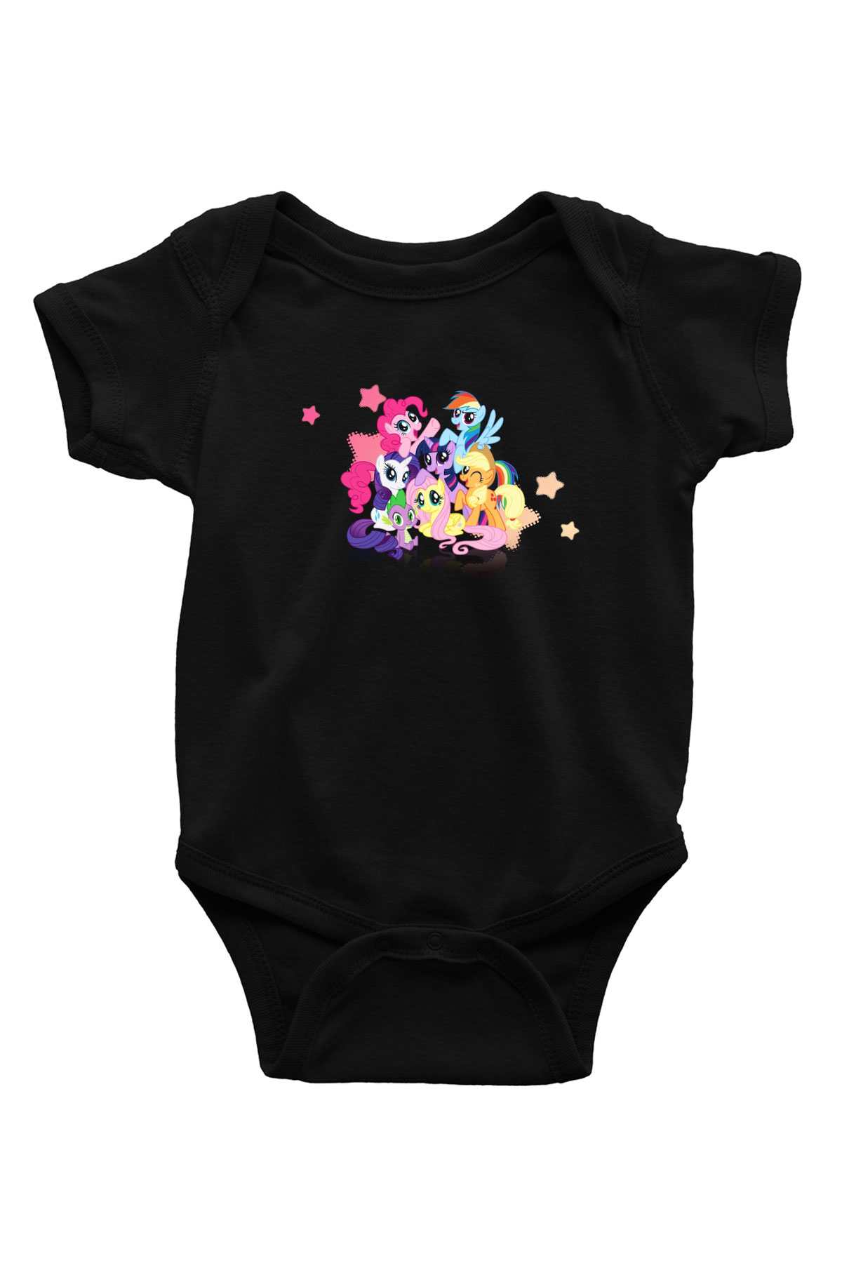 My Little Pony Baskılı Siyah Bebek Body - Zıbın