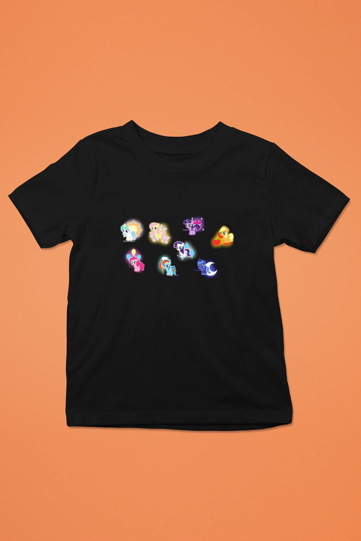 My Little Pony Baskılı Siyah Unisex Çocuk Tişört