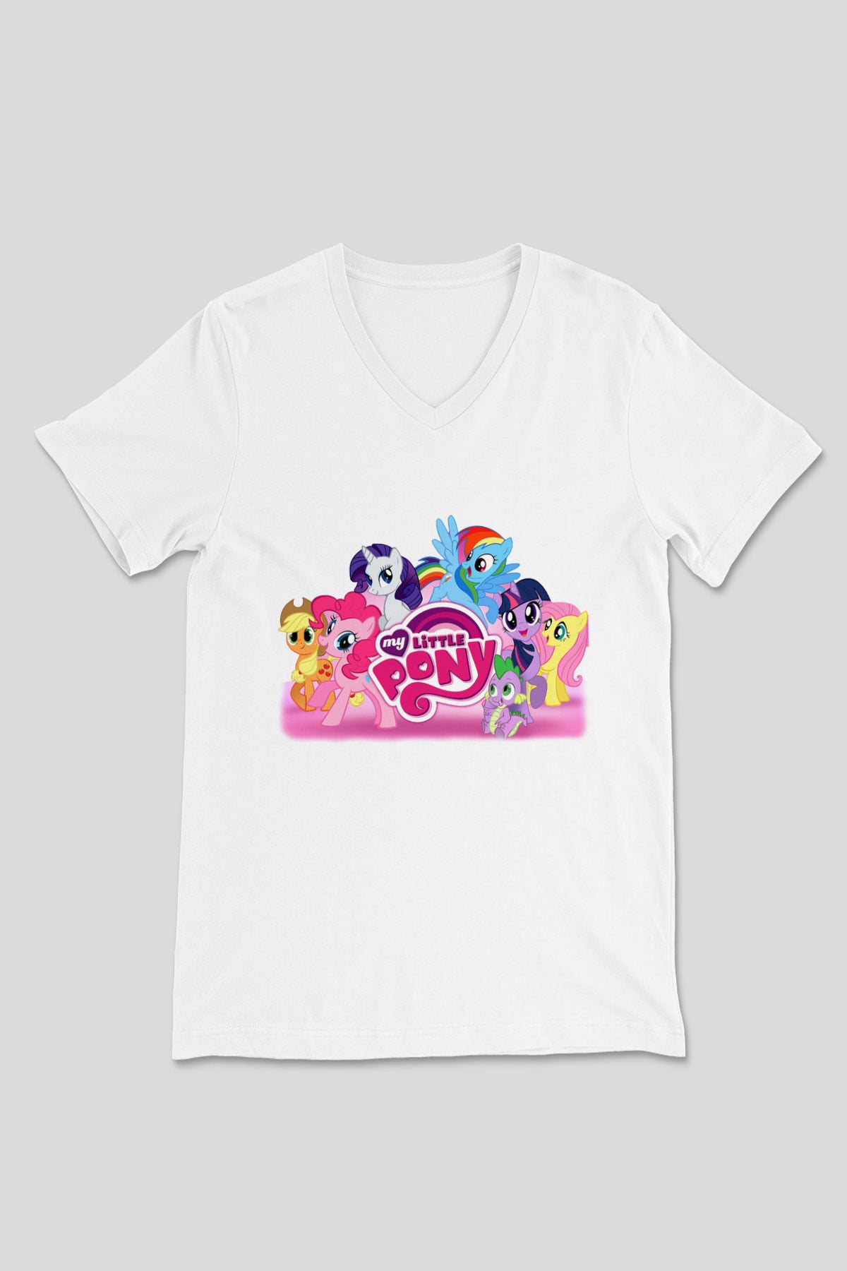 My Little Pony Beyaz Unisex V Yaka Tişört