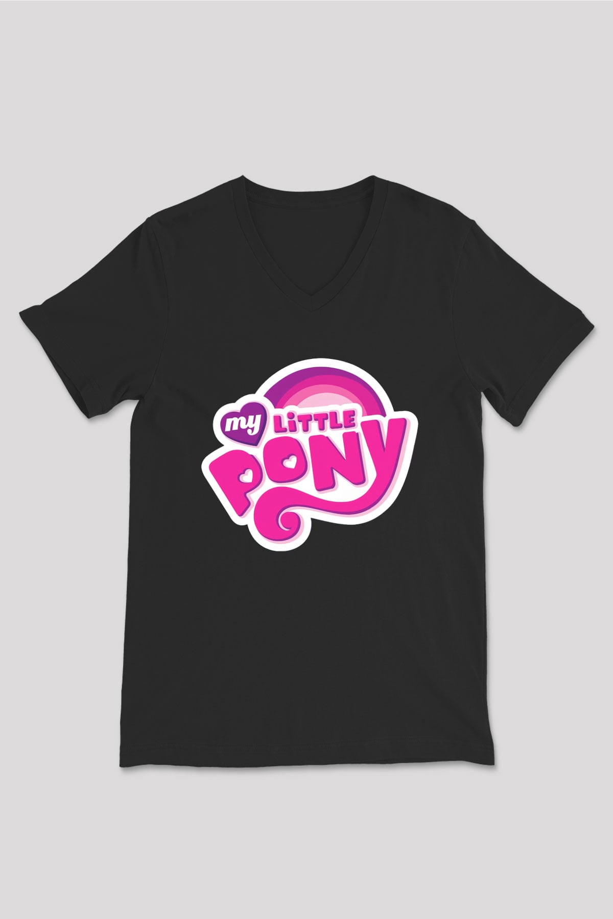 My Little Pony Siyah Unisex  V Yaka Tişört