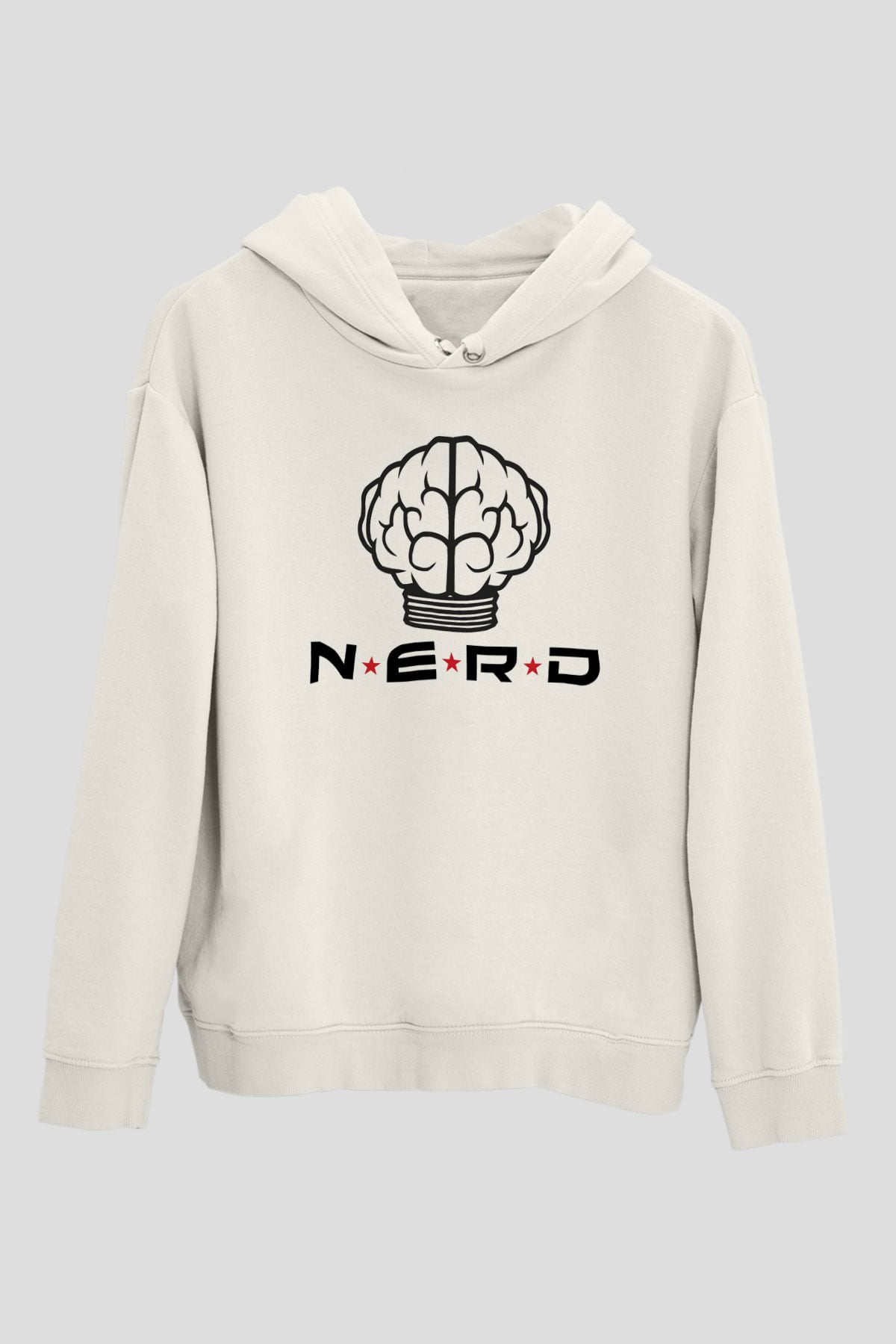 N.E.R.D Beyaz Unisex Kapşonlu Sweatshirt