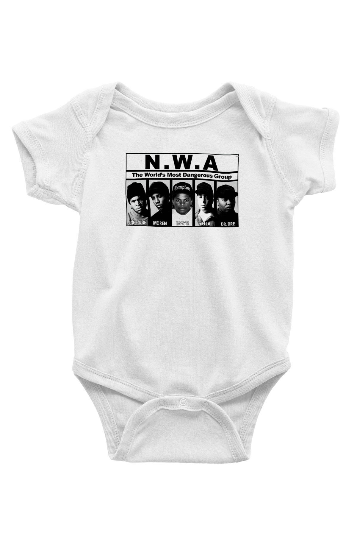 N.W.A Baskılı Beyaz Unisex Bebek Body - Zıbın