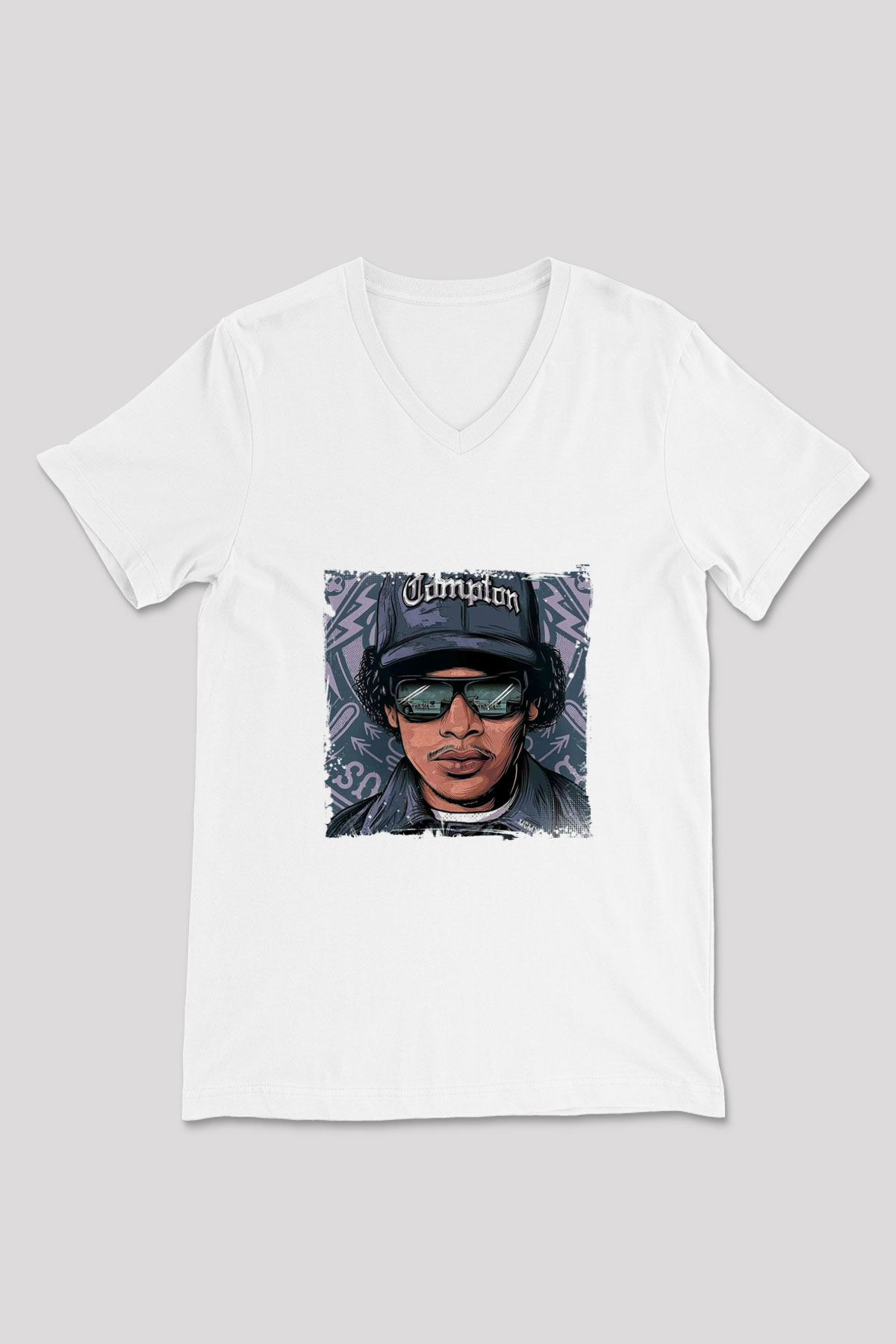 N.W.A Baskılı Beyaz V Yaka Unisex Tişört