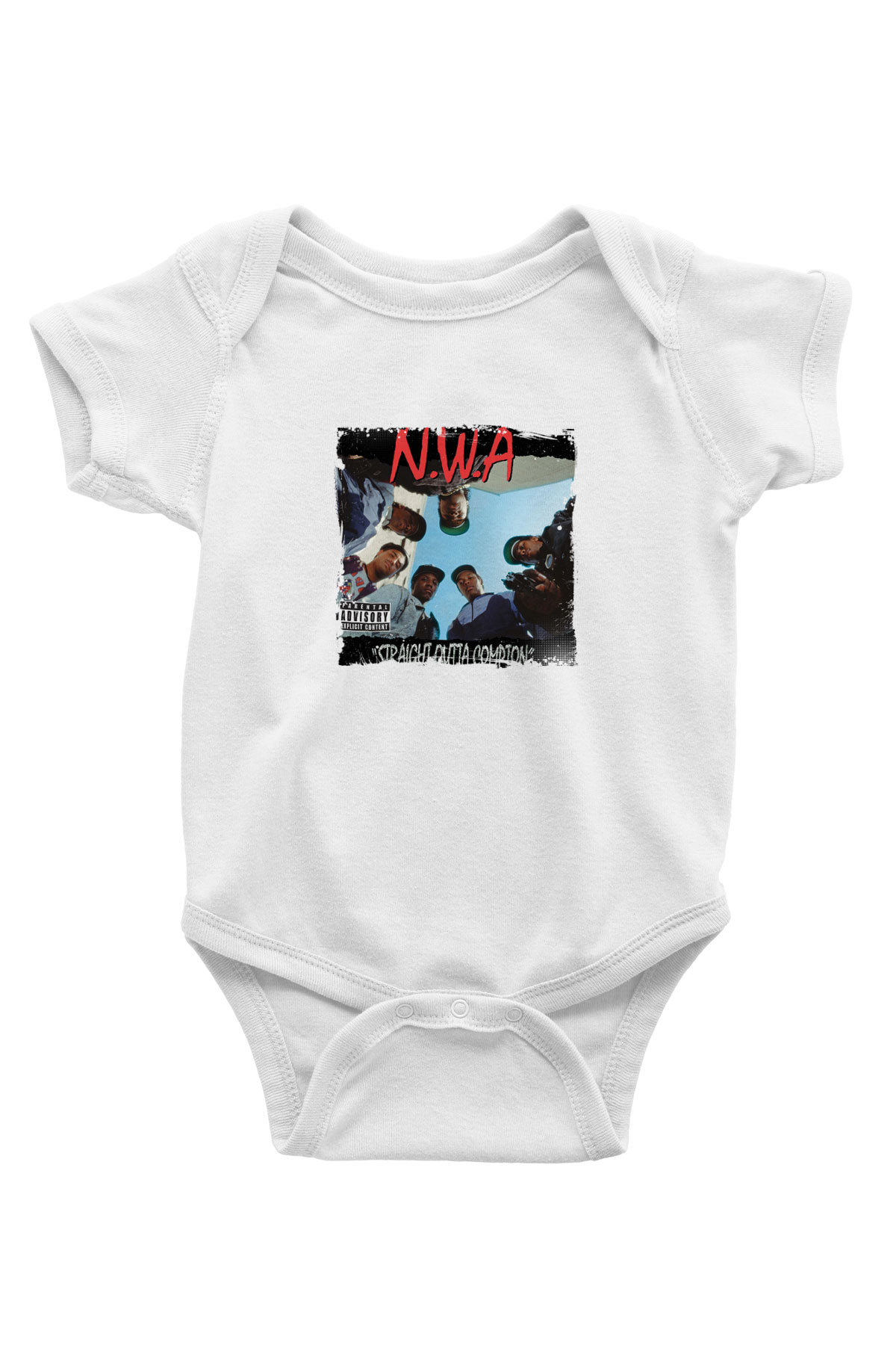 N.W.A Baskılı Unisex Beyaz Bebek Body - Zıbın