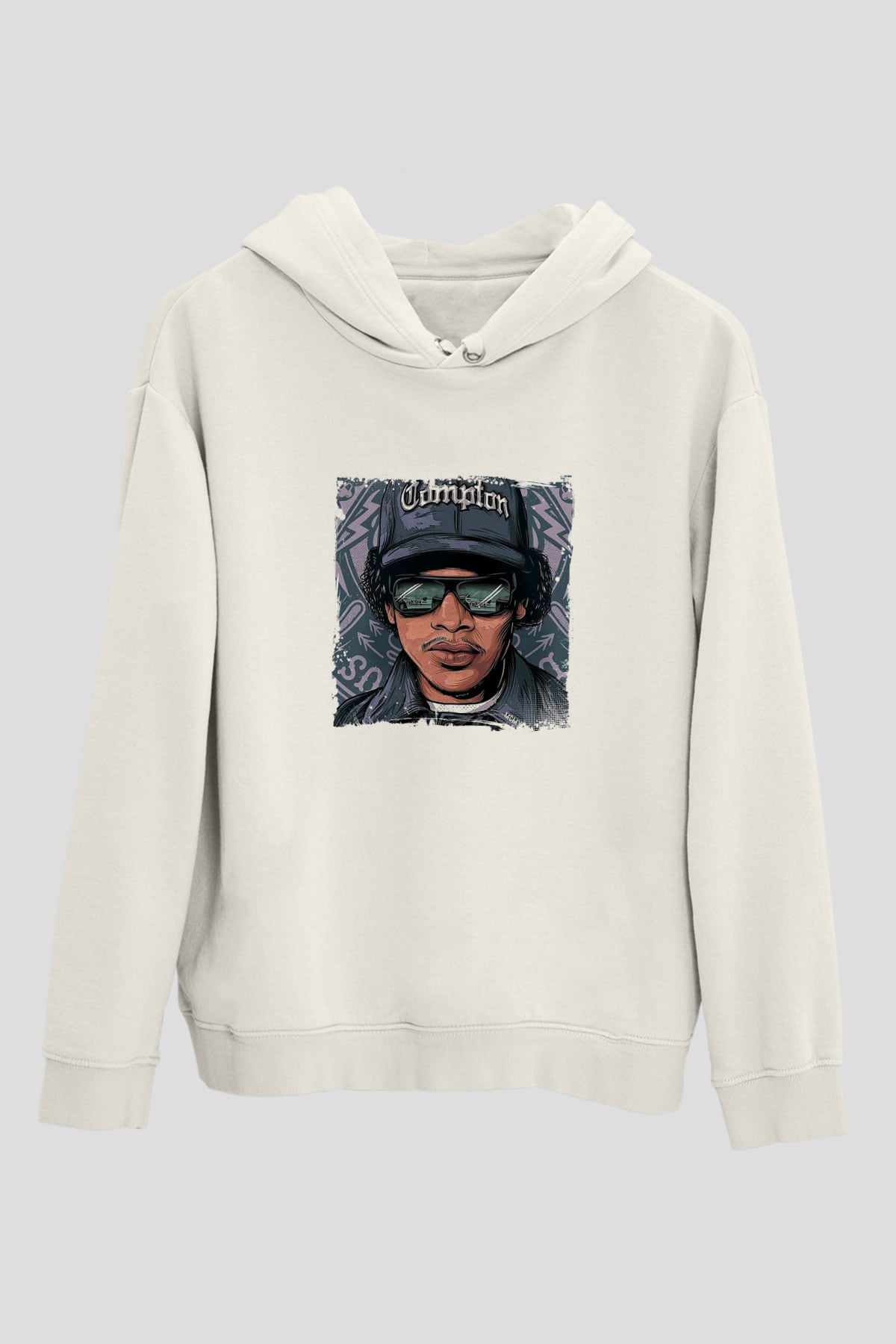 N.W.A Baskılı Unisex Beyaz Kapüşonlu Sweatshirt