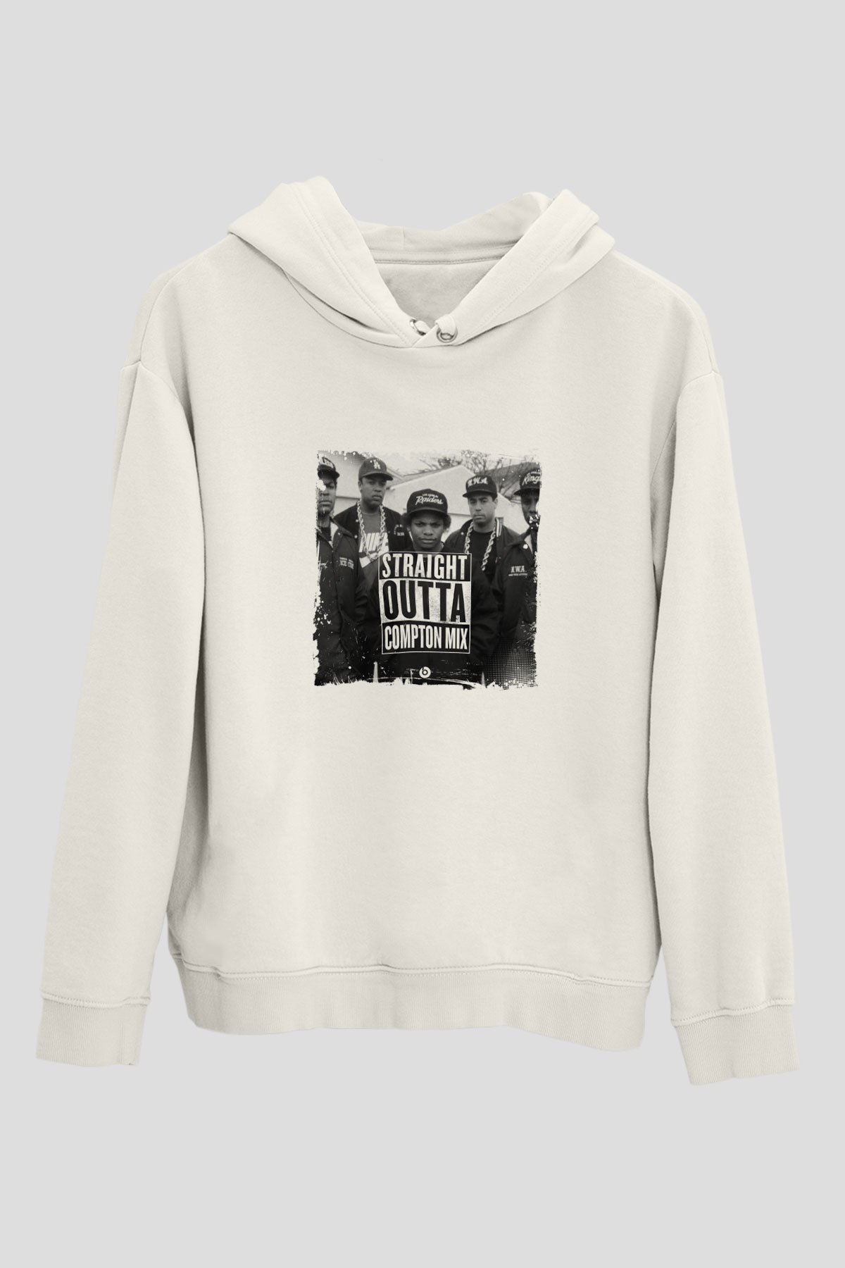 N.W.A Baskılı Unisex Beyaz Kapüşonlu Sweatshirt
