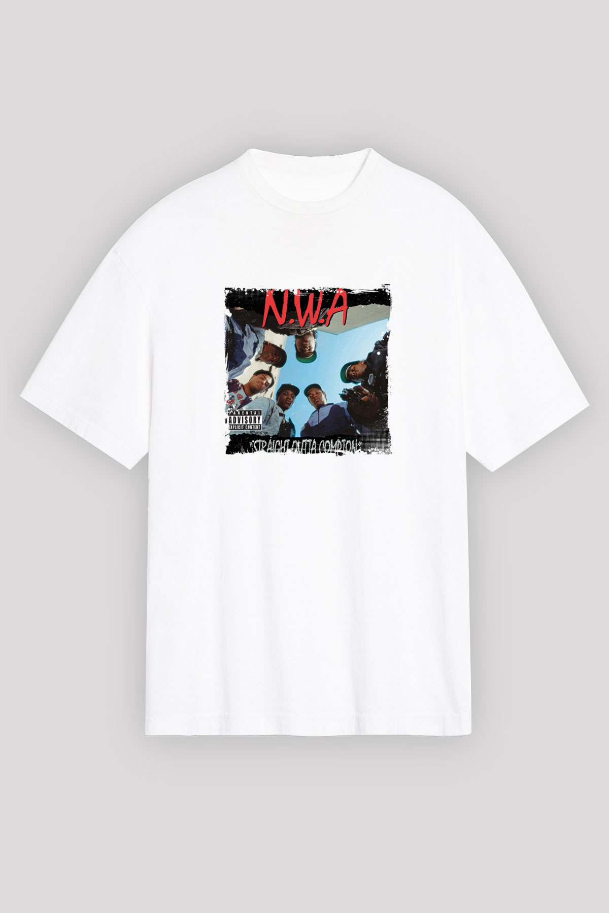 N.W.A Baskılı Unisex Beyaz Tişört