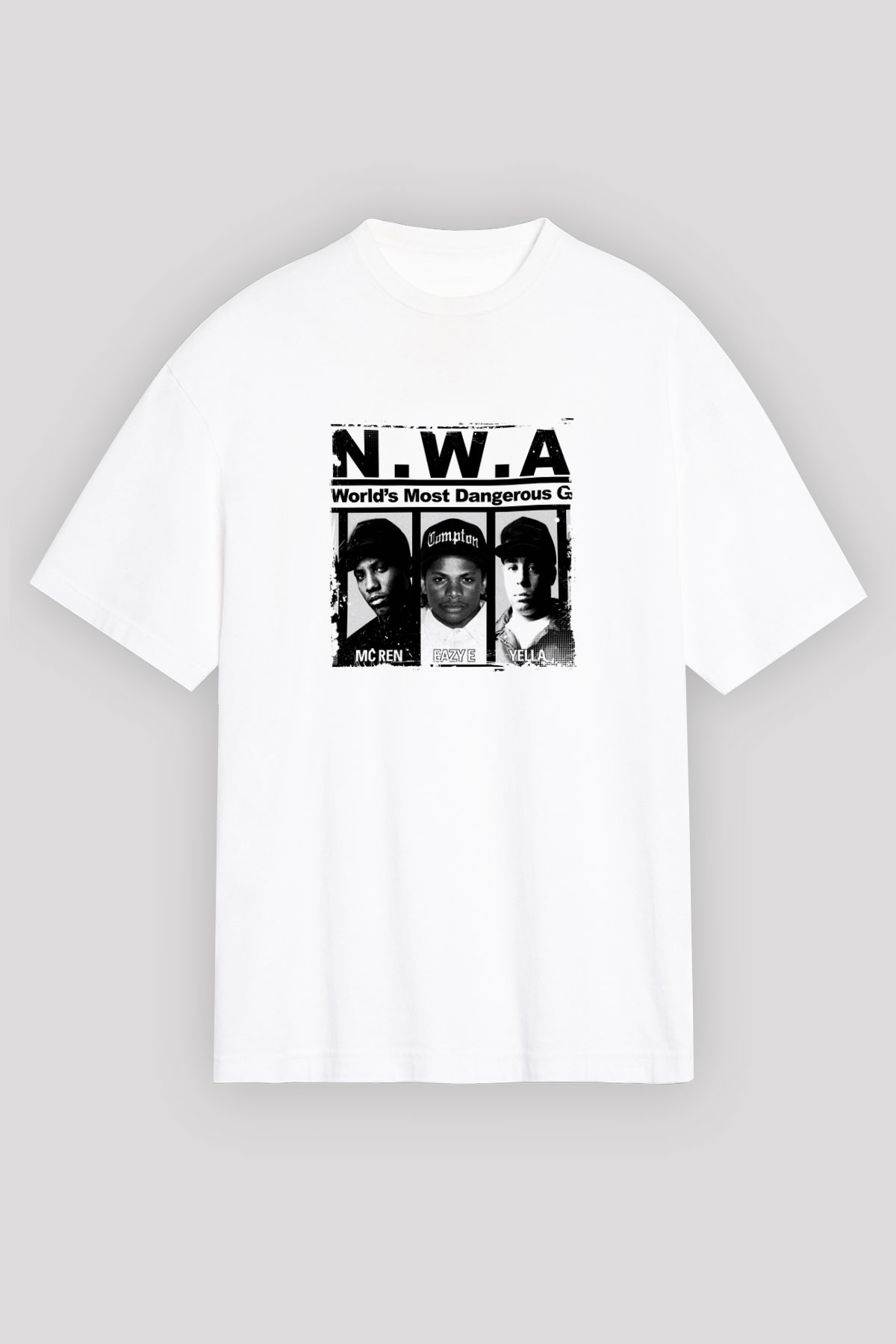 N.W.A Baskılı Unisex Beyaz Tişört
