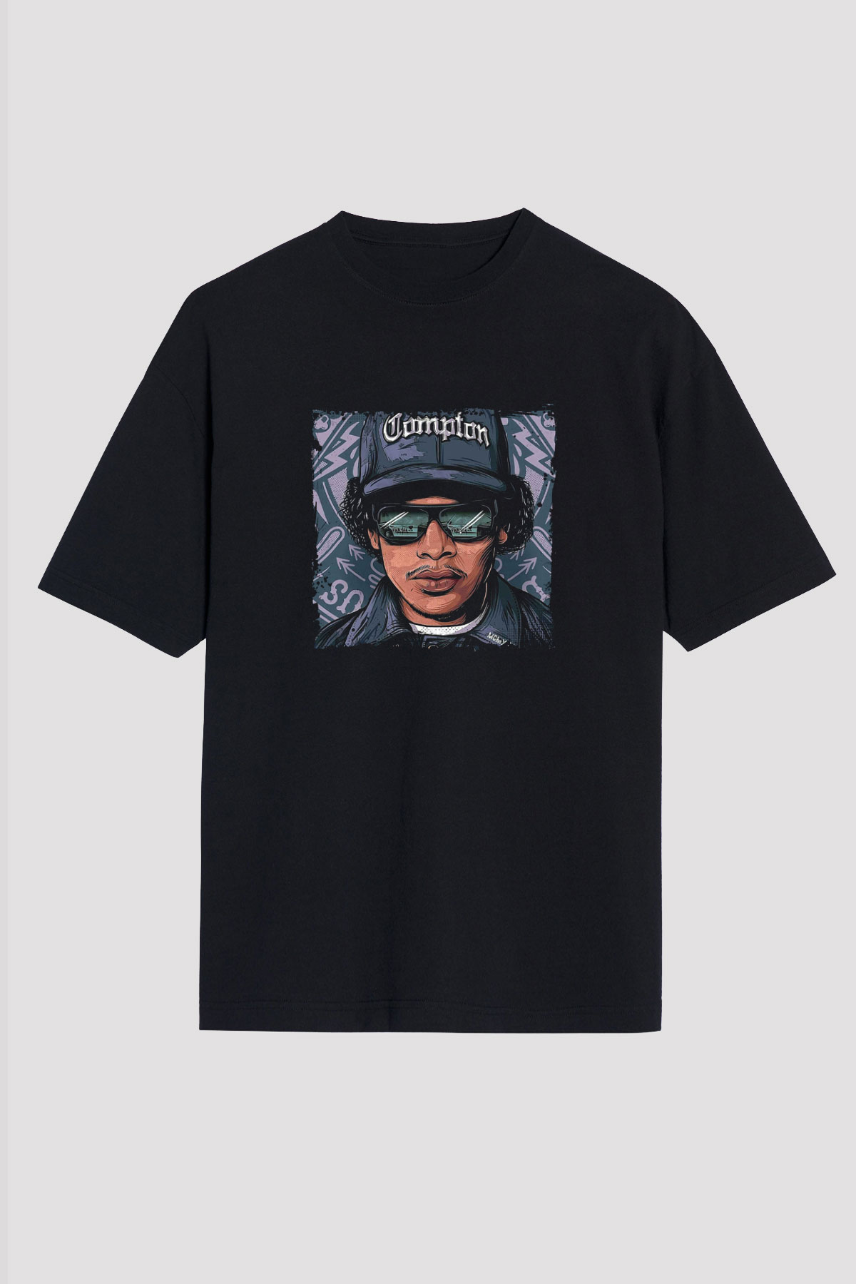 N.W.A Baskılı Unisex Oversize Siyah Tişört