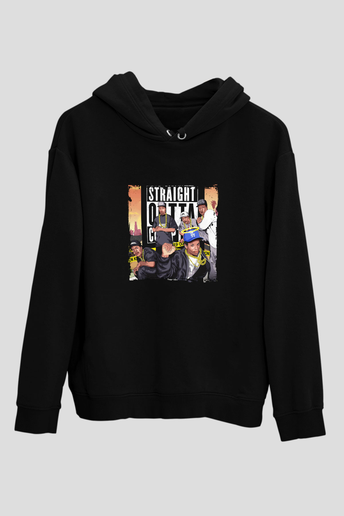 N.W.A Baskılı Unisex Siyah Hoodie
