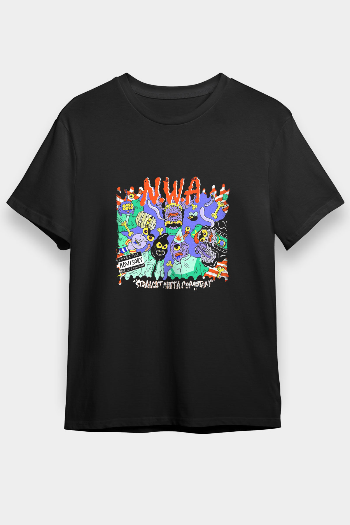 N.W.A Baskılı Unisex Siyah Tişört