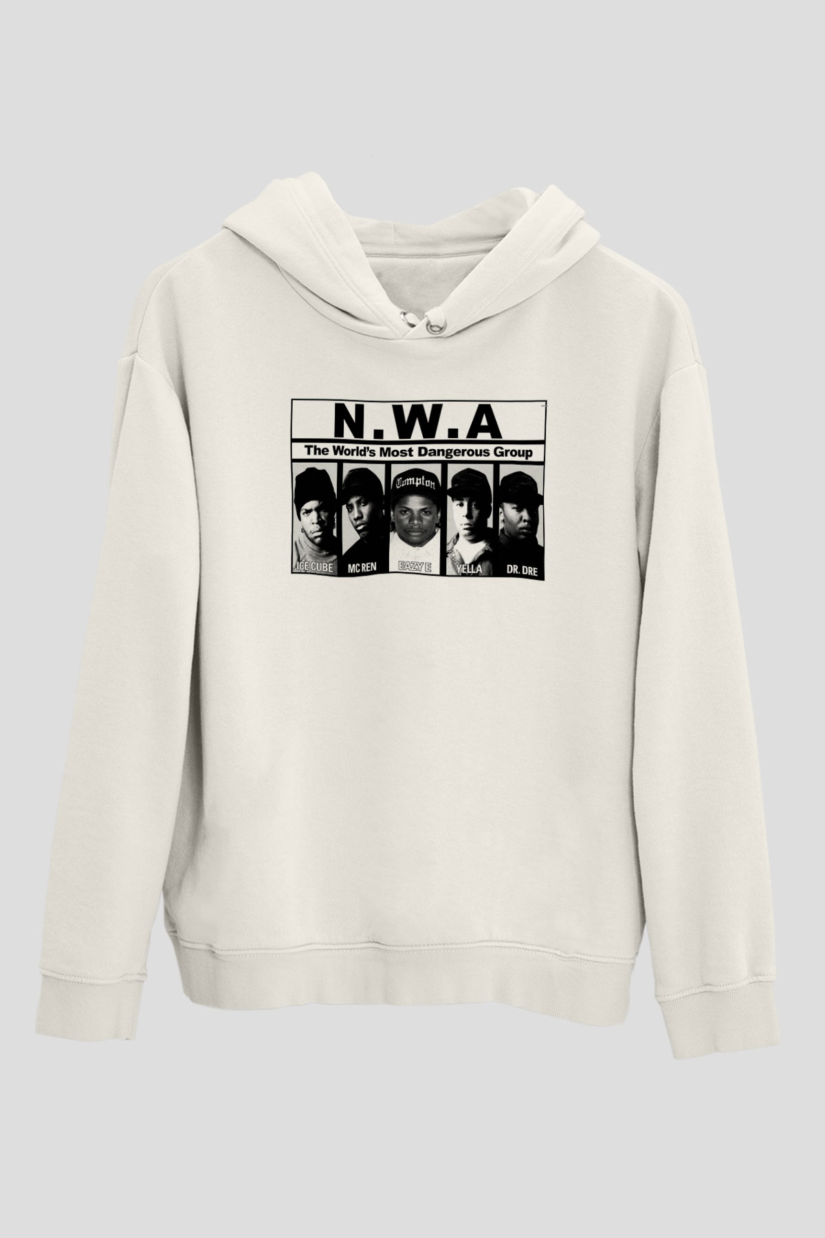 N.W.A Beyaz Unisex Kapşonlu Sweatshirt