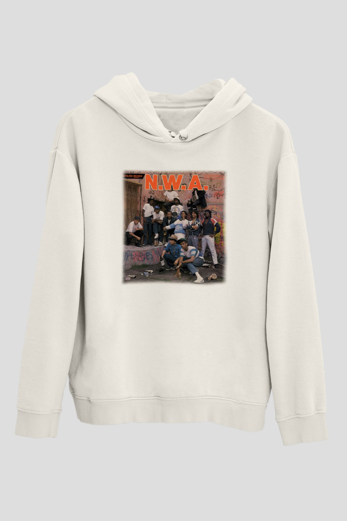 N.W.A Beyaz Unisex Kapşonlu Sweatshirt