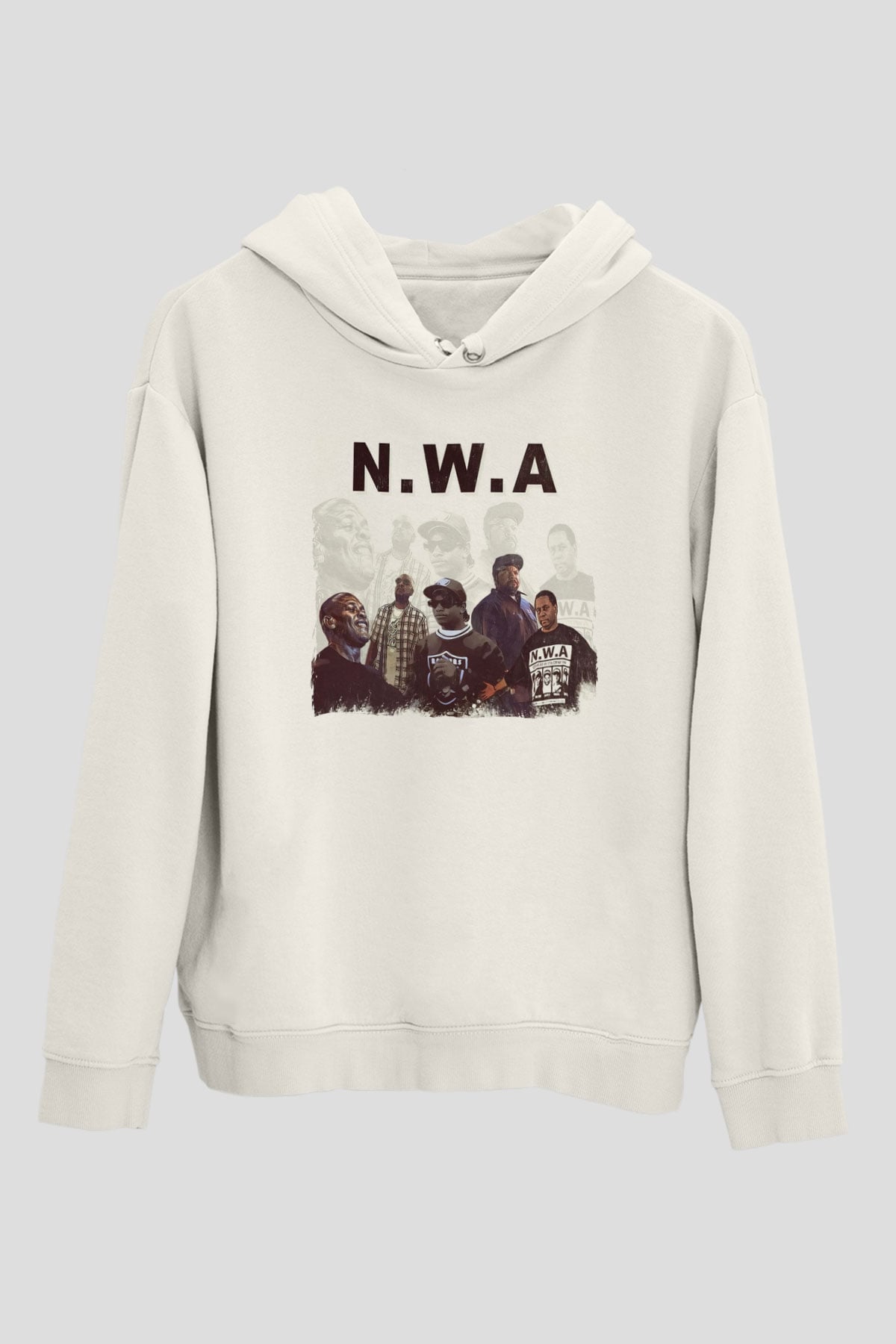N.W.A Beyaz Unisex Kapüşonlu Sweatshirt