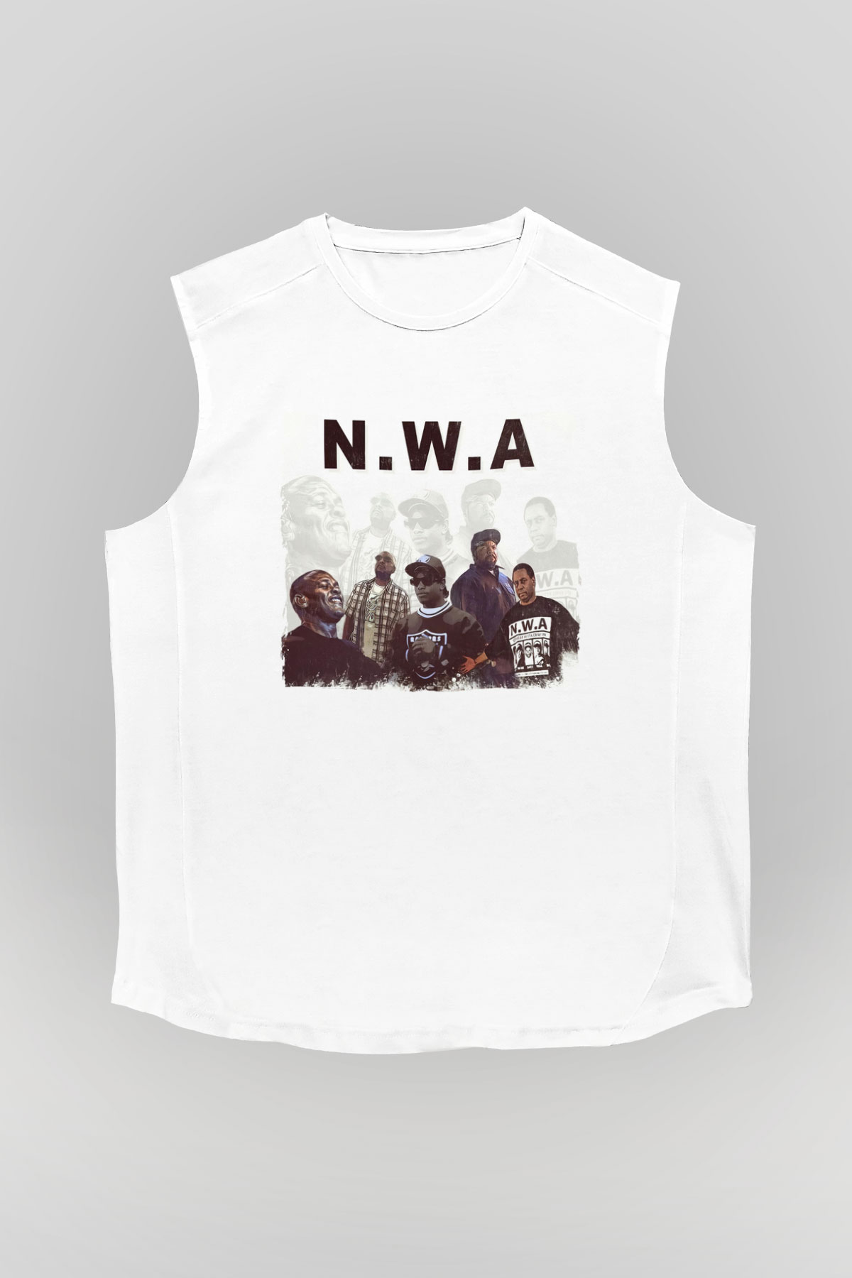 N.W.A Beyaz Unisex Kolsuz Tişört