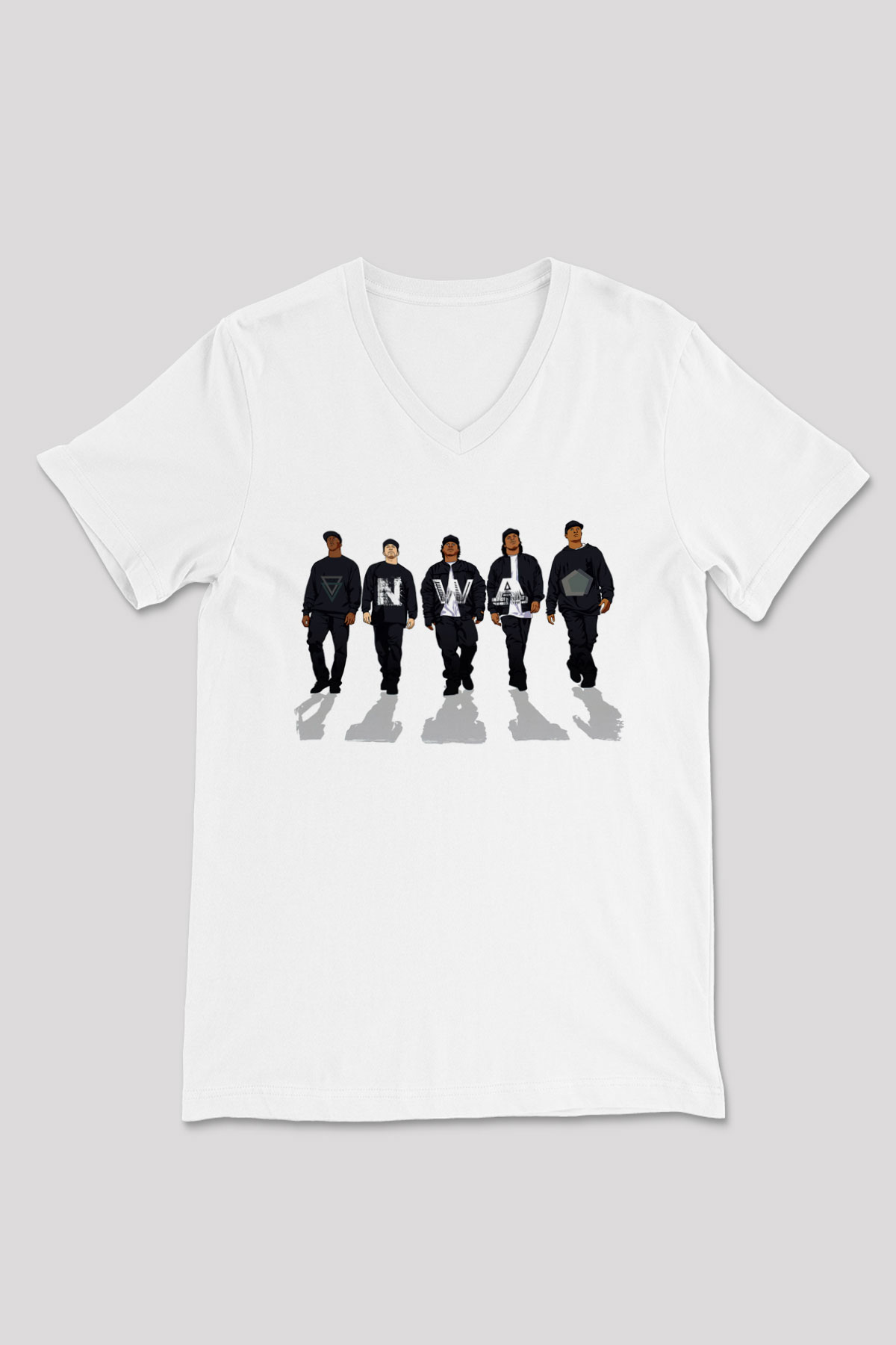N.W.A Beyaz Unisex V Yaka Tişört
