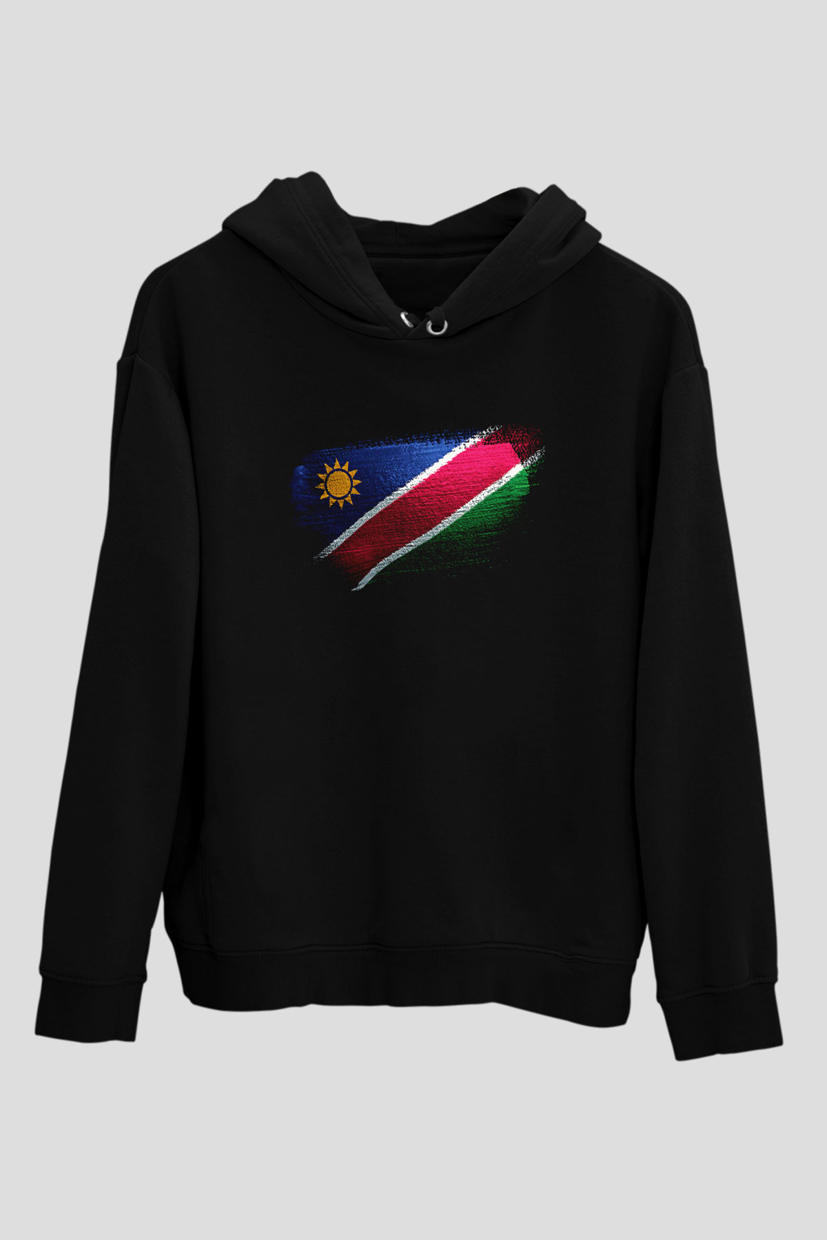 Namibya - Namibia Bayrağı Baskılı Unisex Siyah Kapüşonlu Sweatshirt