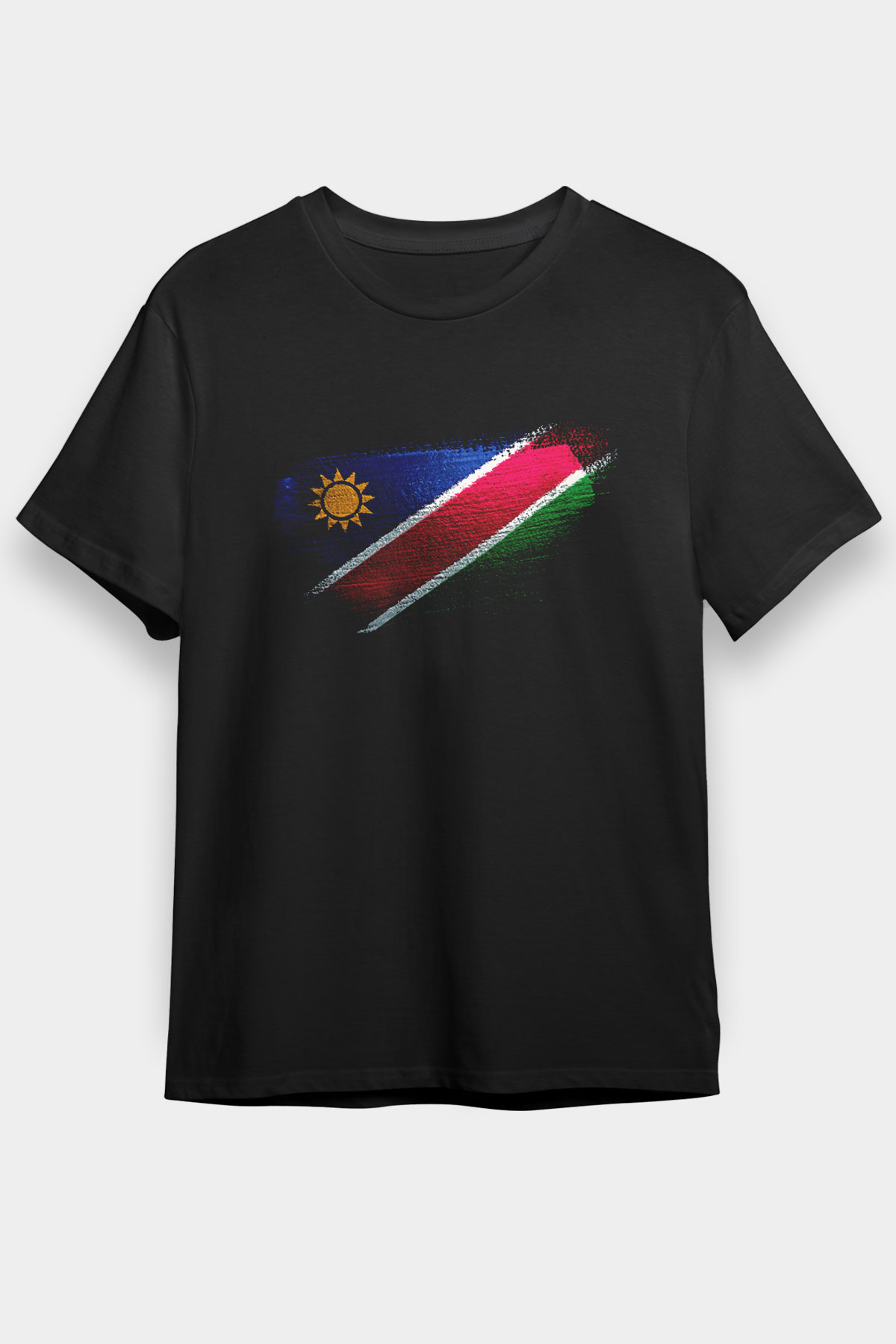 Namibya - Namibia Bayrağı Baskılı Unisex Siyah Tişört