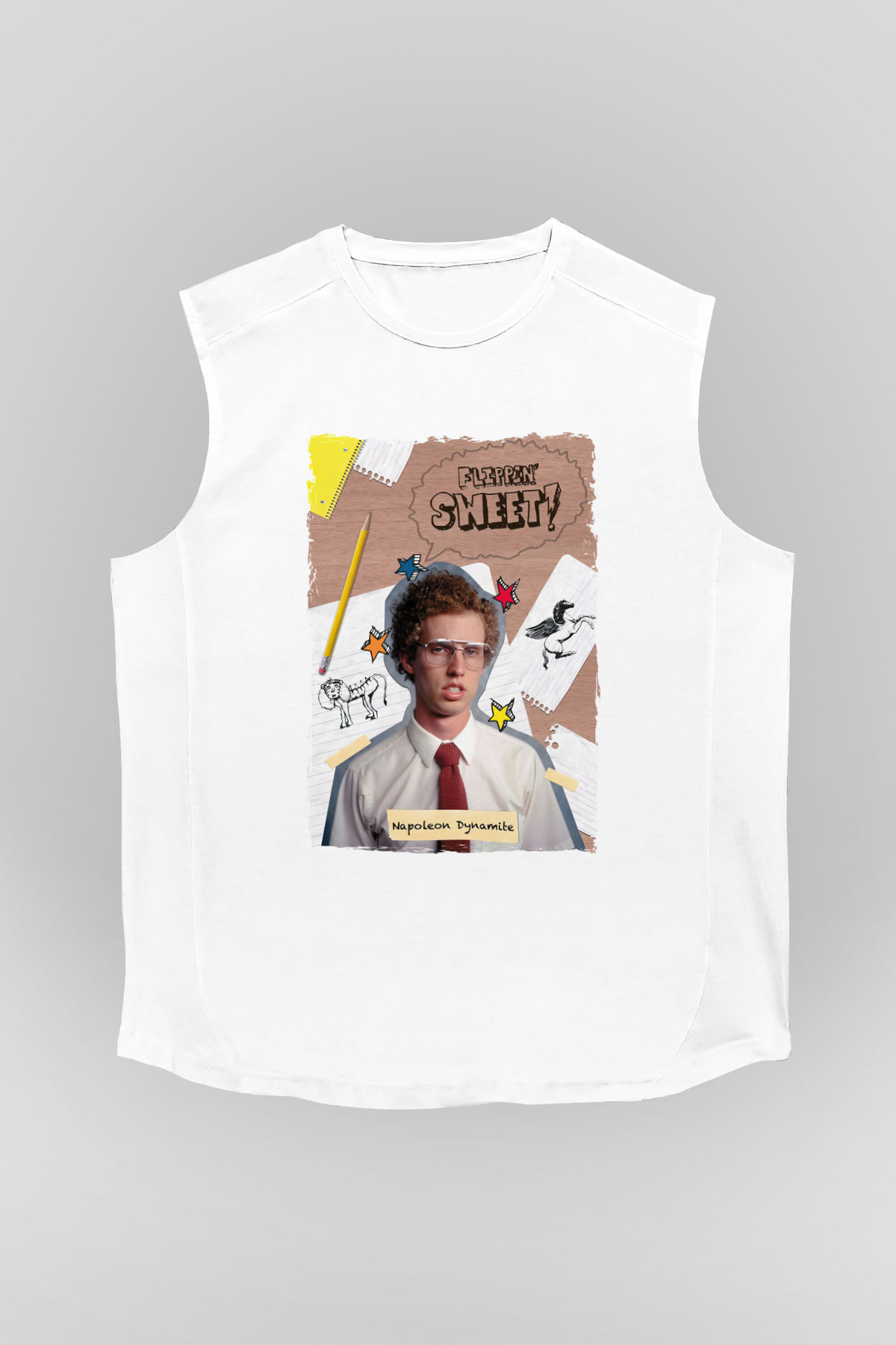 Napoleon Dynamite Beyaz Unisex Kolsuz Tişört