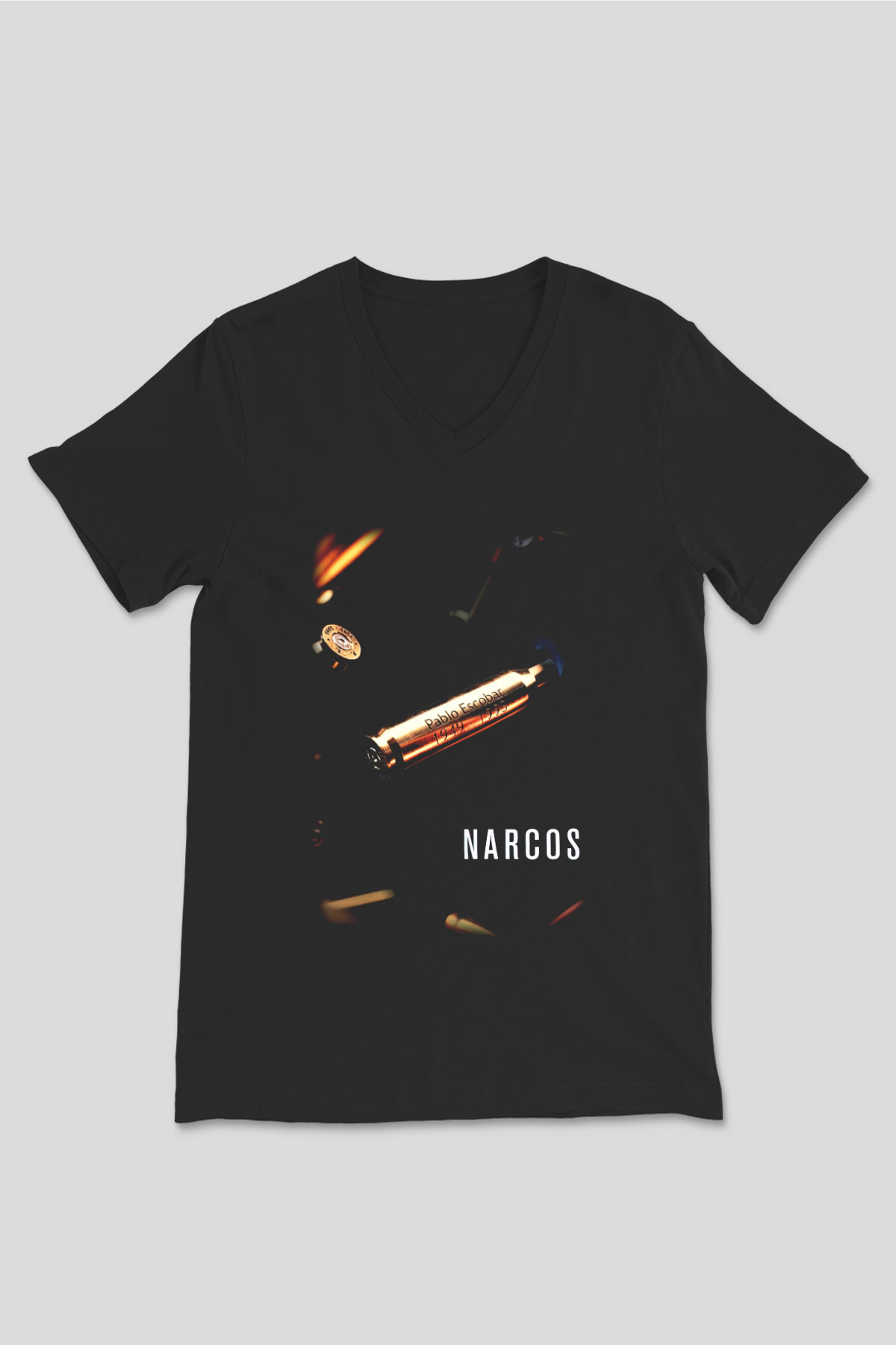 Narcos Pablo Escobar Siyah Unisex V Yaka Tişört T-Shirt