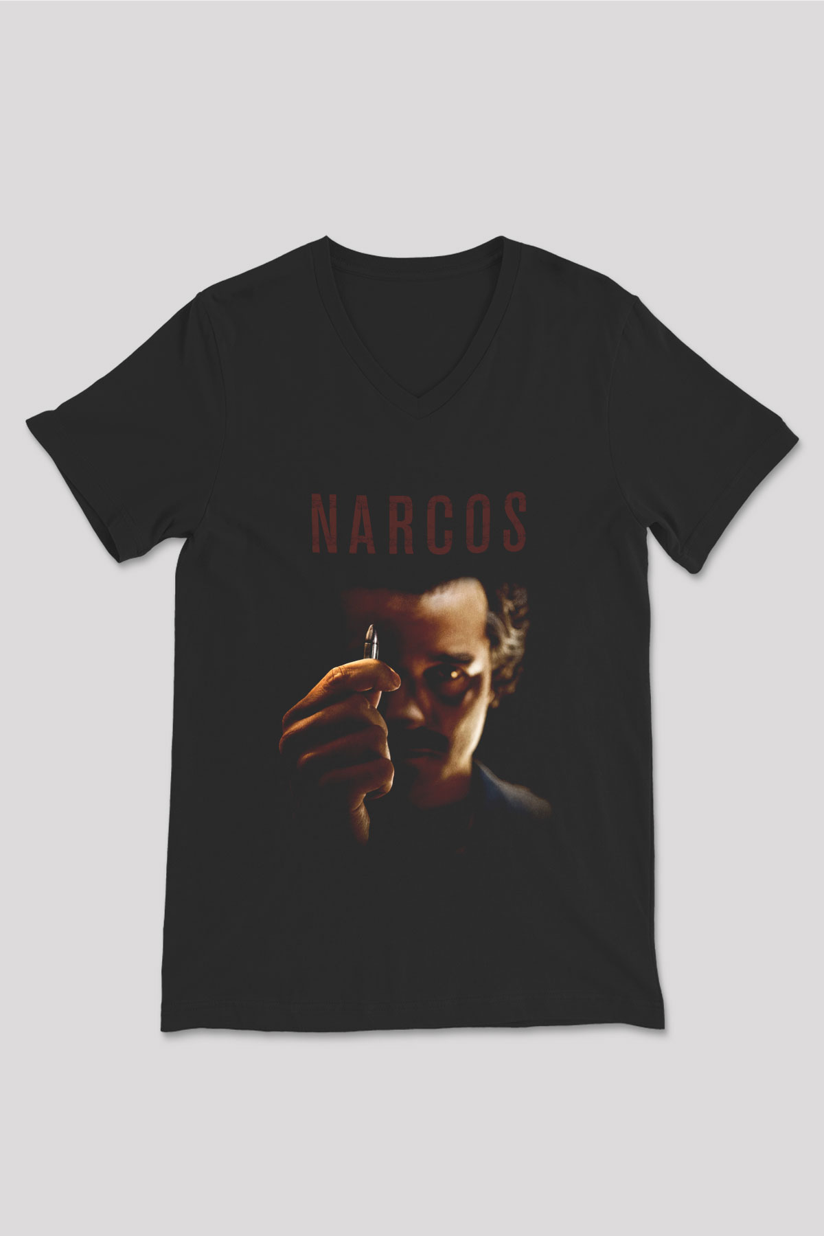 Narcos Pablo Escobar Siyah Unisex V Yaka Tişört T-Shirt
