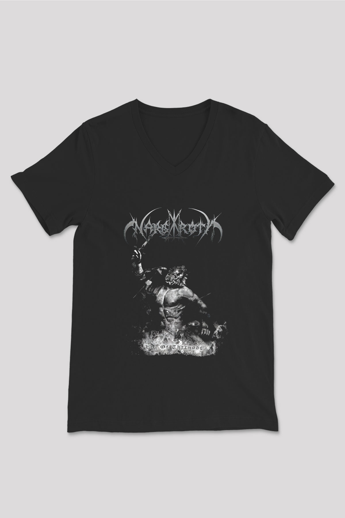 Nargaroth Baskılı Unisex Siyah V Yaka Tişört - Tshirt