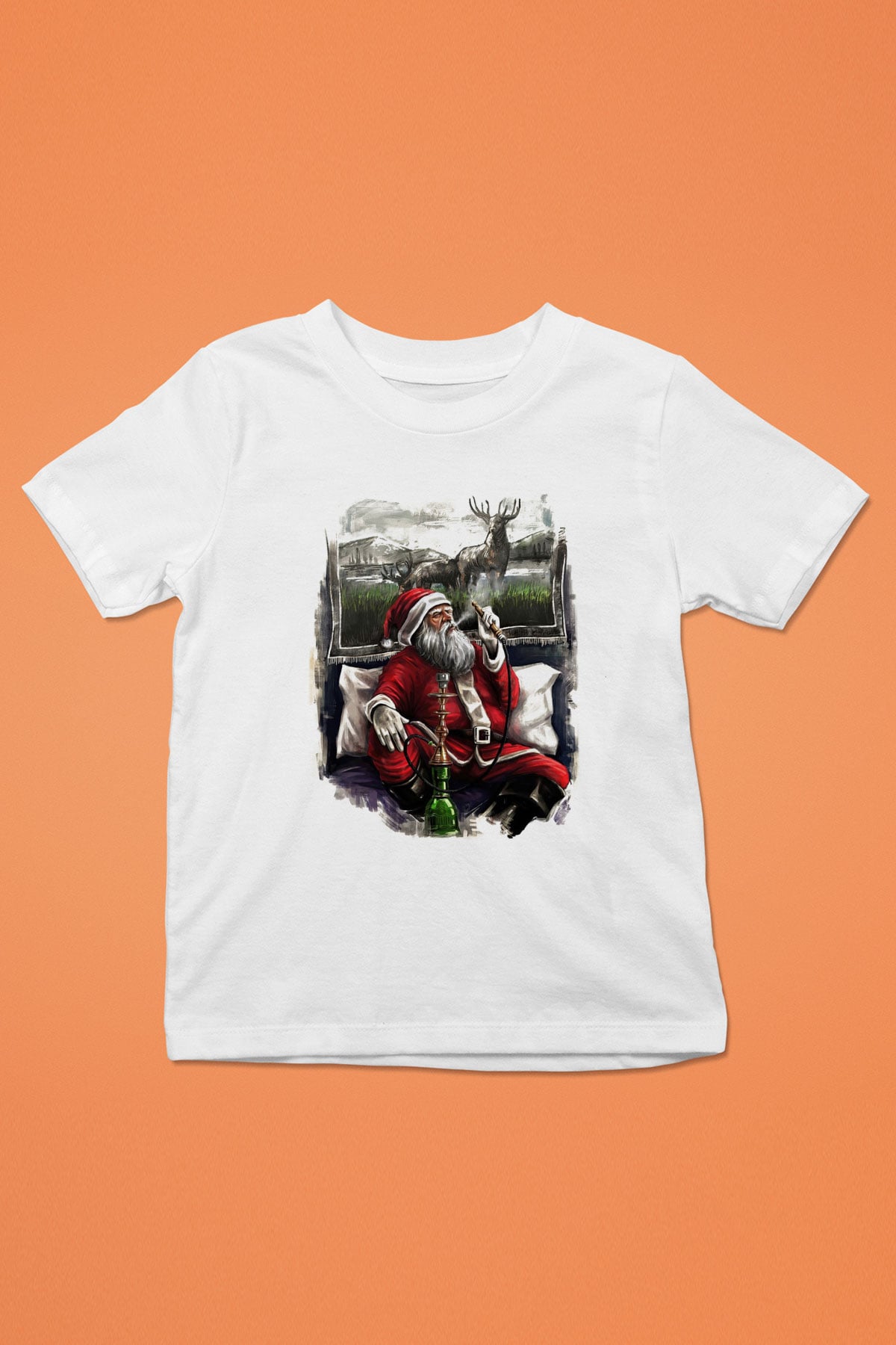 Nargile Baskılı Beyaz Unisex Çocuk Tişört