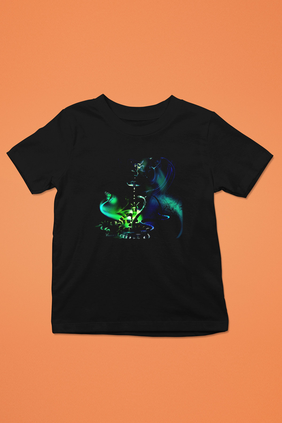 Nargile Baskılı Siyah Unisex Çocuk Tişört