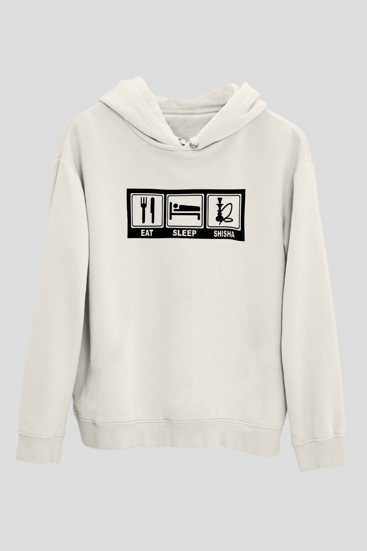 Nargile Beyaz Unisex Kapşonlu Sweatshirt