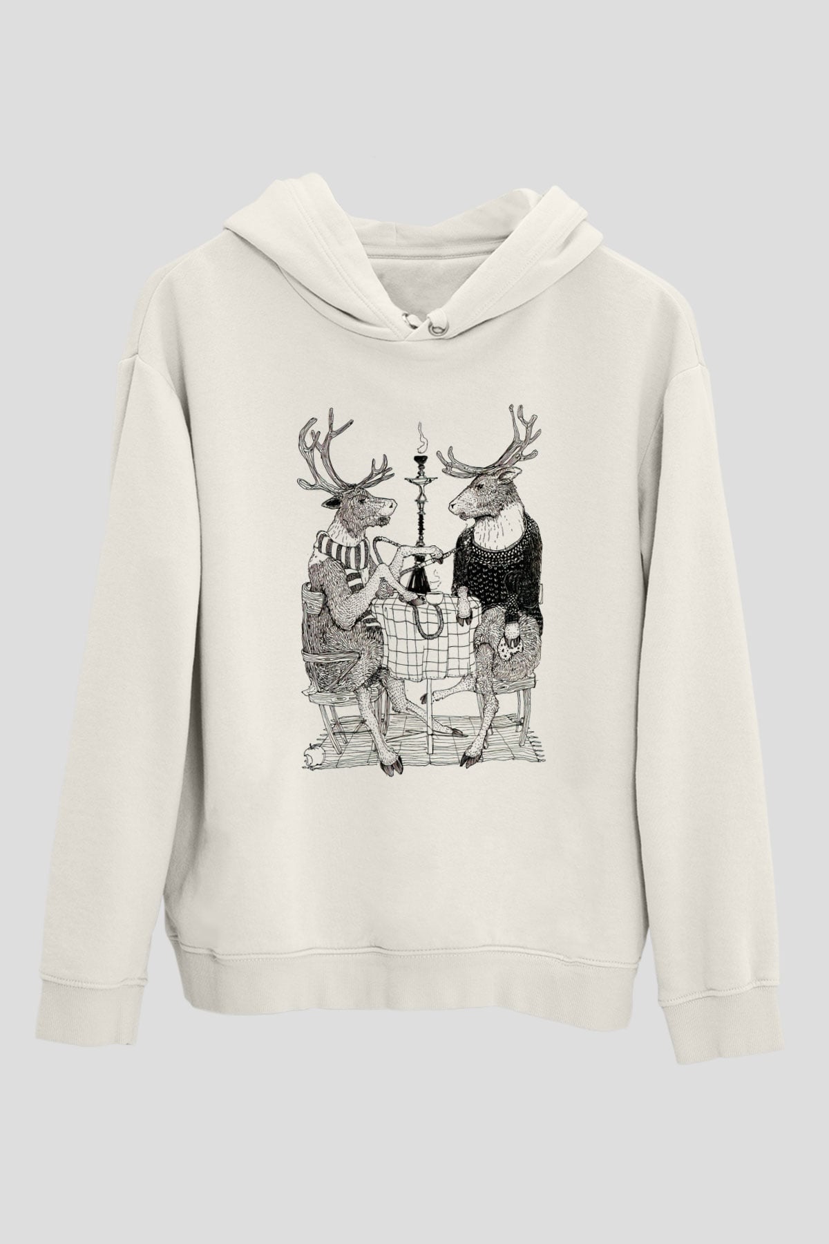 Nargile Beyaz Unisex Kapşonlu Sweatshirt